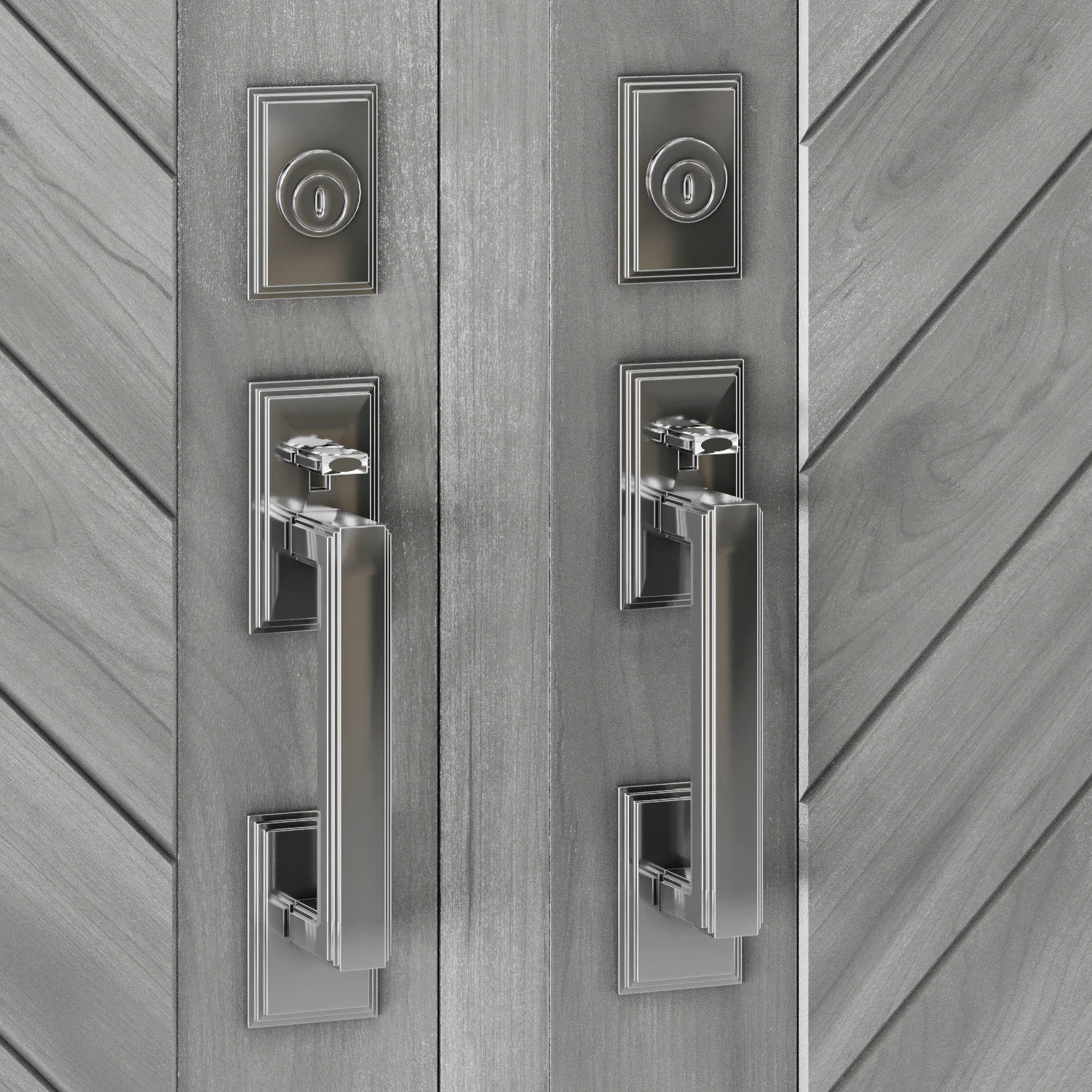 Modern  Wood Door Set 03  Low-poly 3D model_2