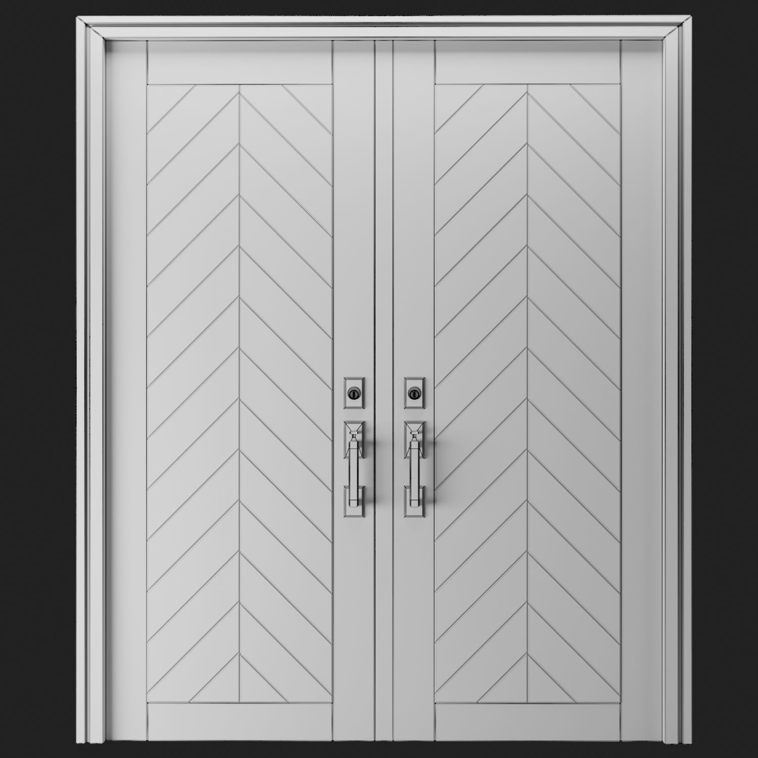 Modern  Wood Door Set 03  Low-poly 3D model_5