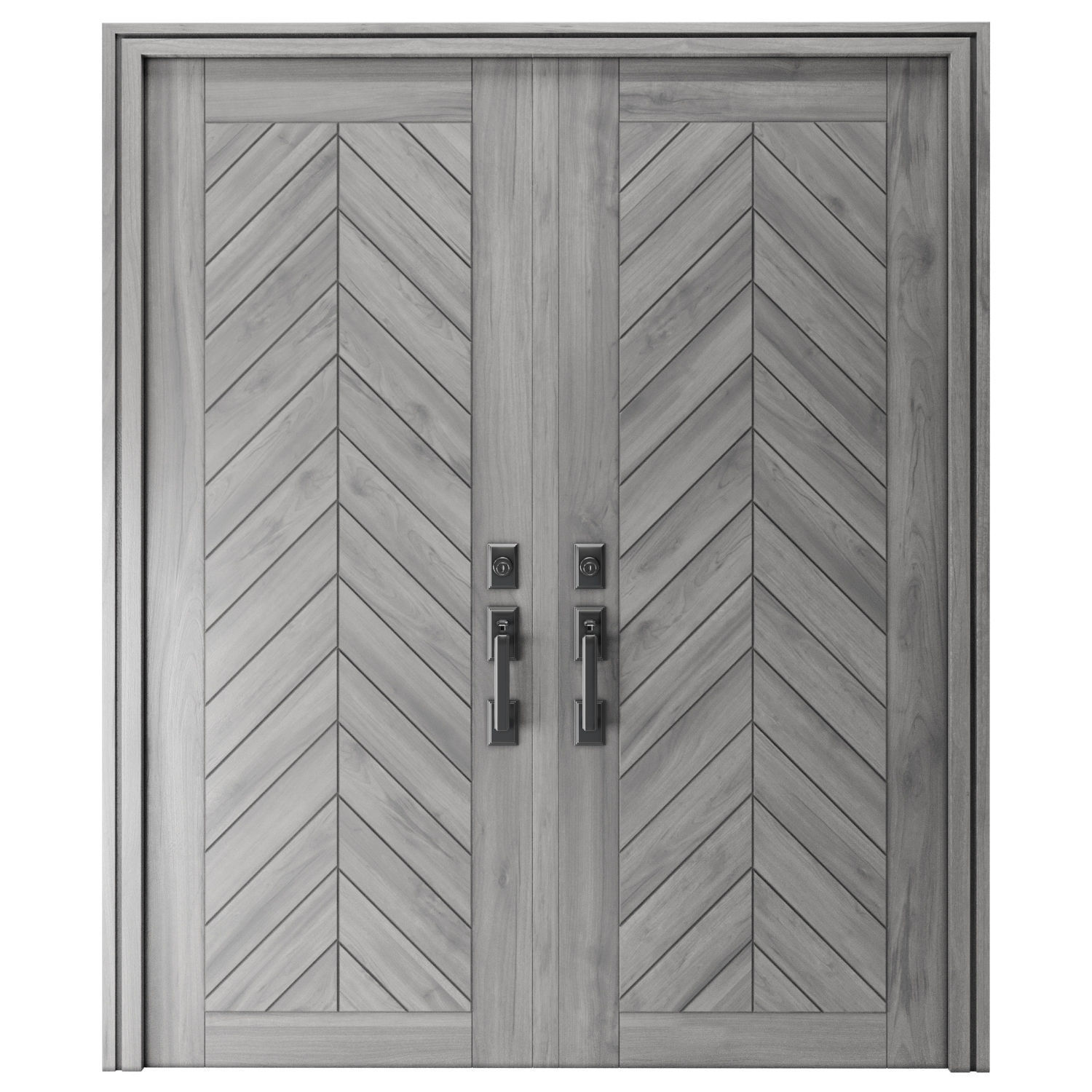 Modern  Wood Door Set 03  Low-poly 3D model_3