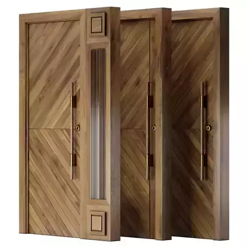 Modern Wood Door Set 02 