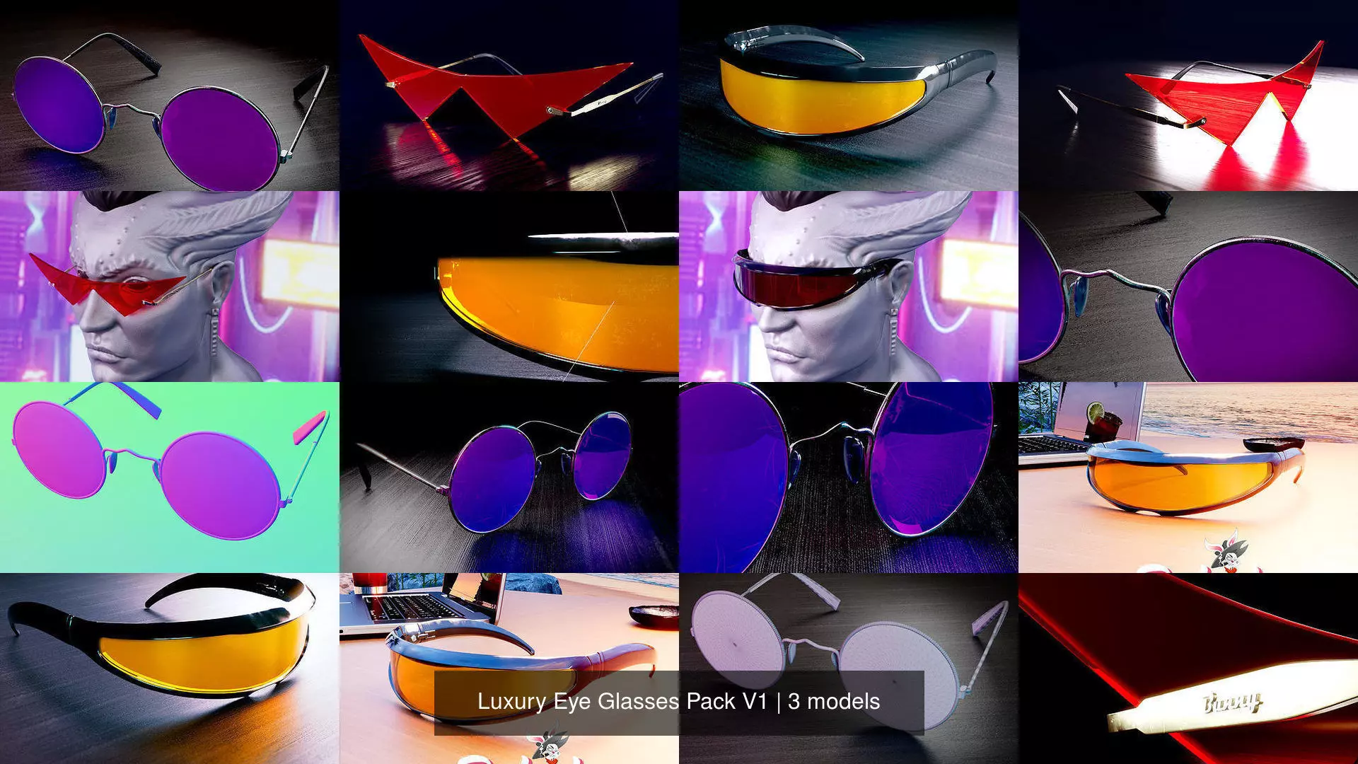 Luxury Eye Glasses Pack V1 3D Model Collection_1