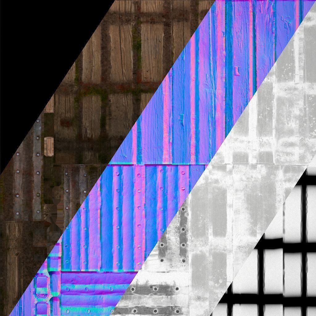 Medieval Fortress Gate with  Wooden Wall Low-poly 3D model_22