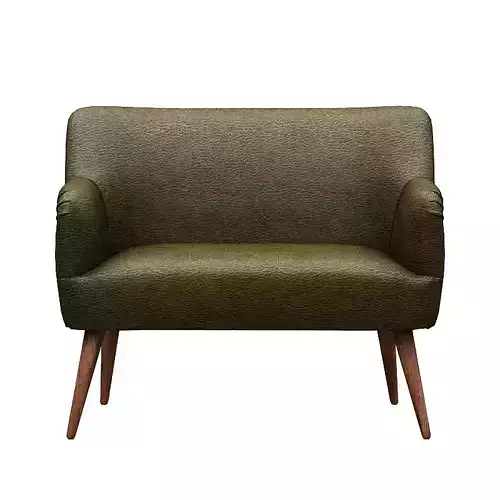 Sofa chair green leather and wood