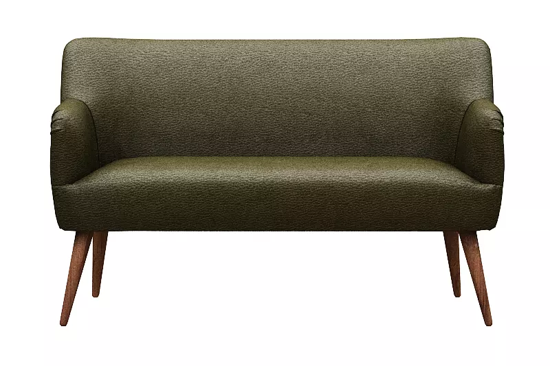 Sofa chair green leather and wood Low-poly 3D model_0