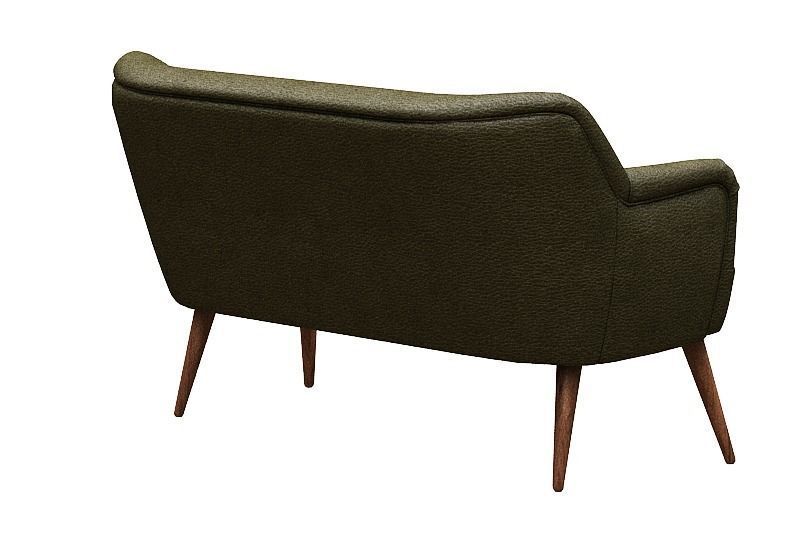 Sofa chair green leather and wood Low-poly 3D model_4