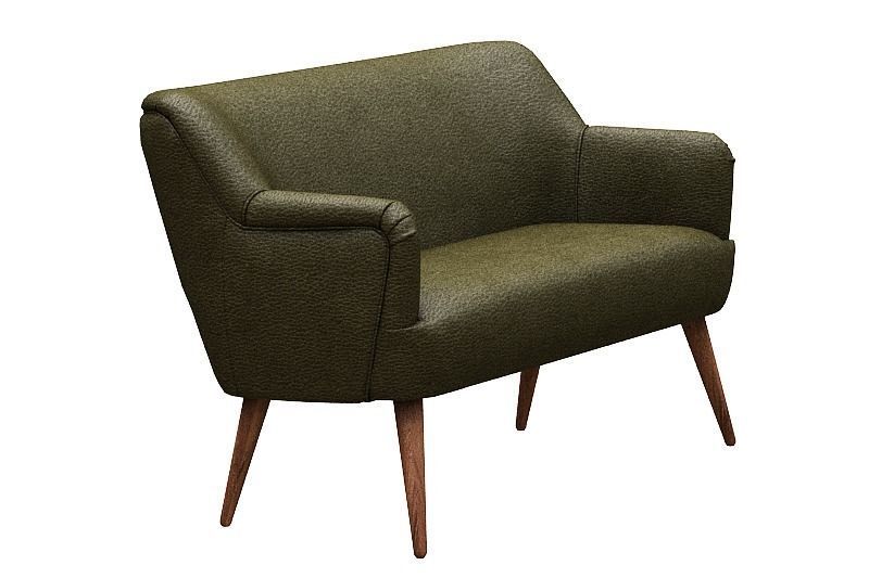 Sofa chair green leather and wood Low-poly 3D model_2