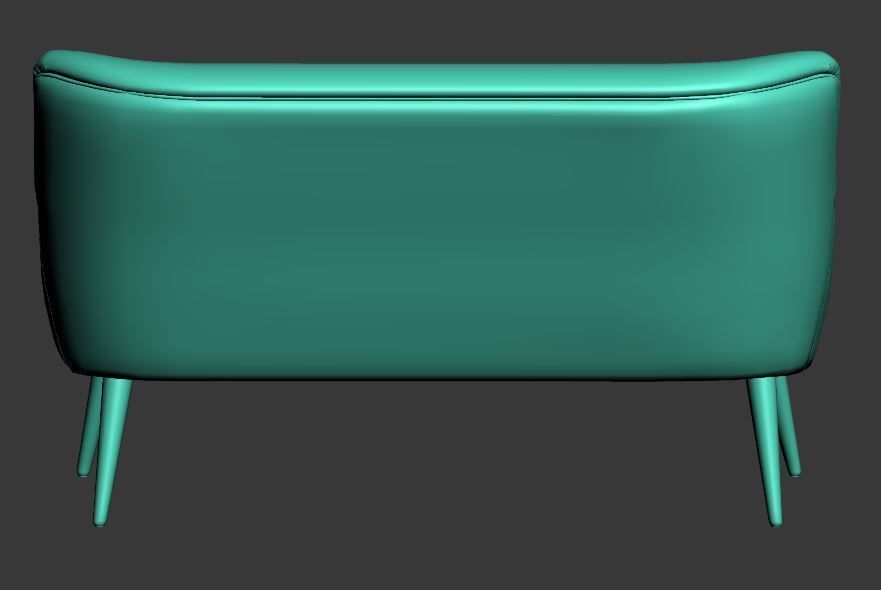 Sofa chair green leather and wood Low-poly 3D model_11