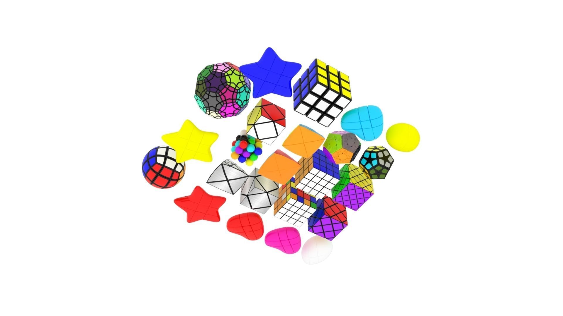Different Type of Rubiks Cube Collection 3D model_1