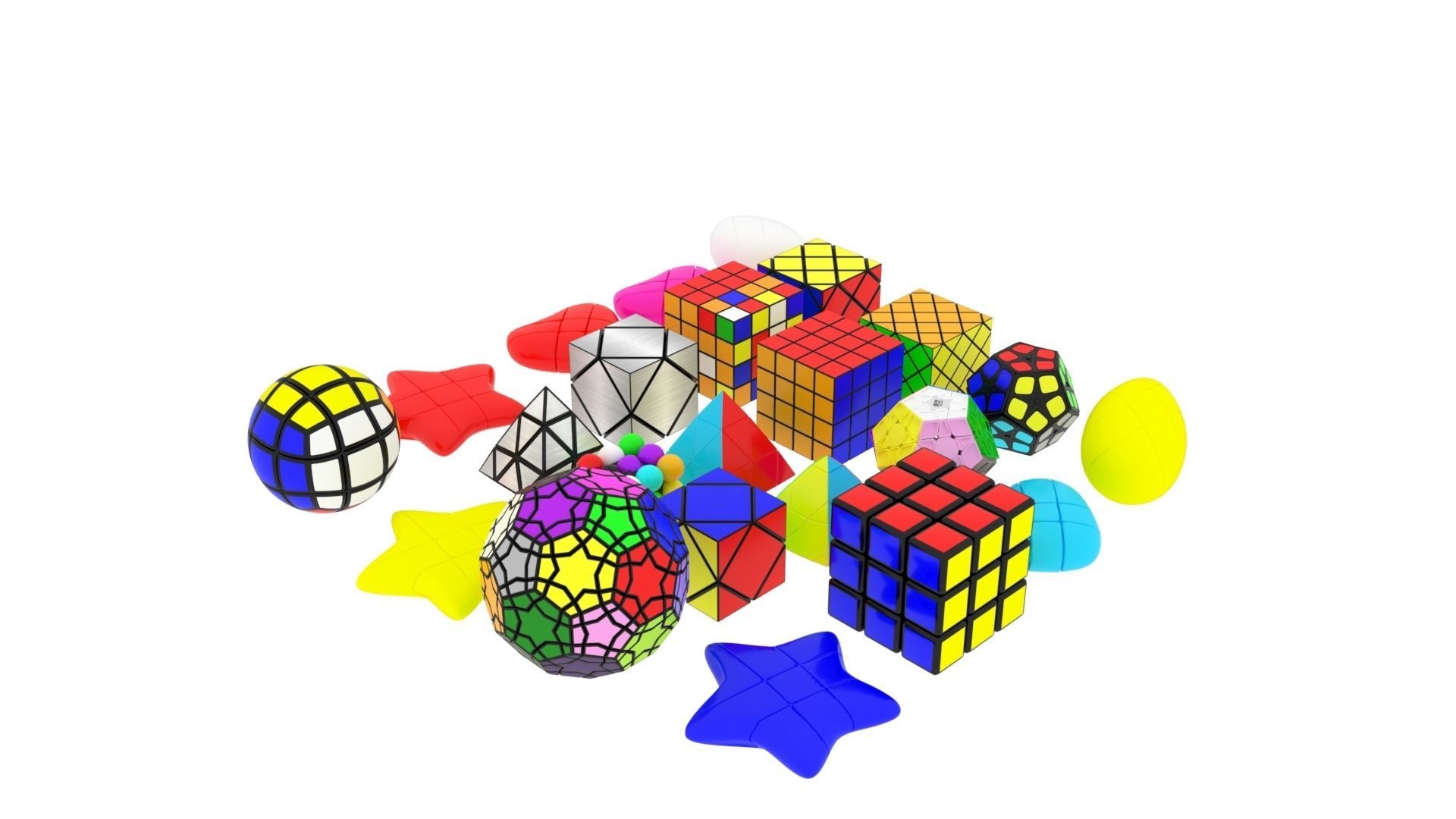 Different Type of Rubiks Cube Collection 3D model_6