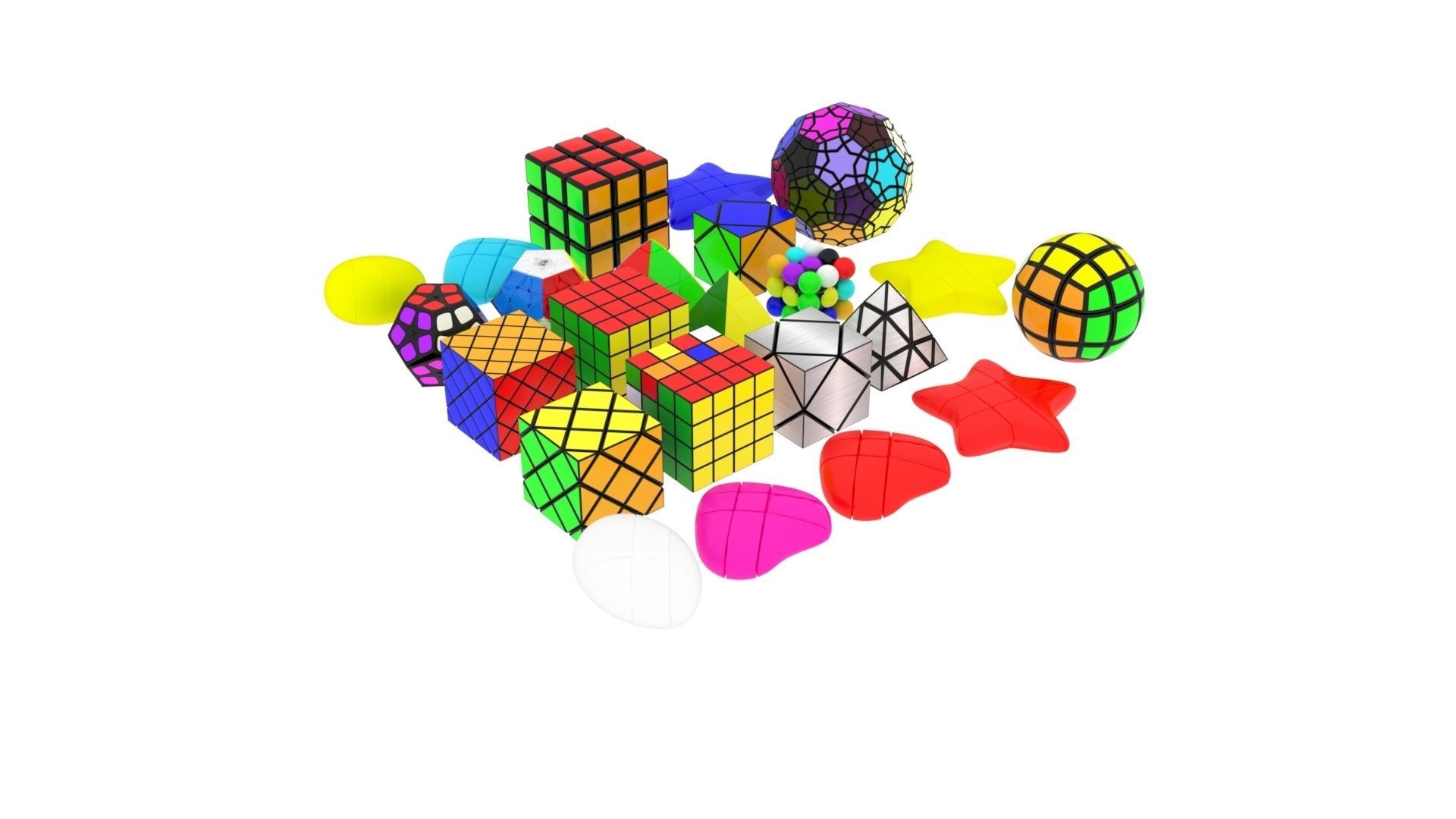Different Type of Rubiks Cube Collection 3D model_4