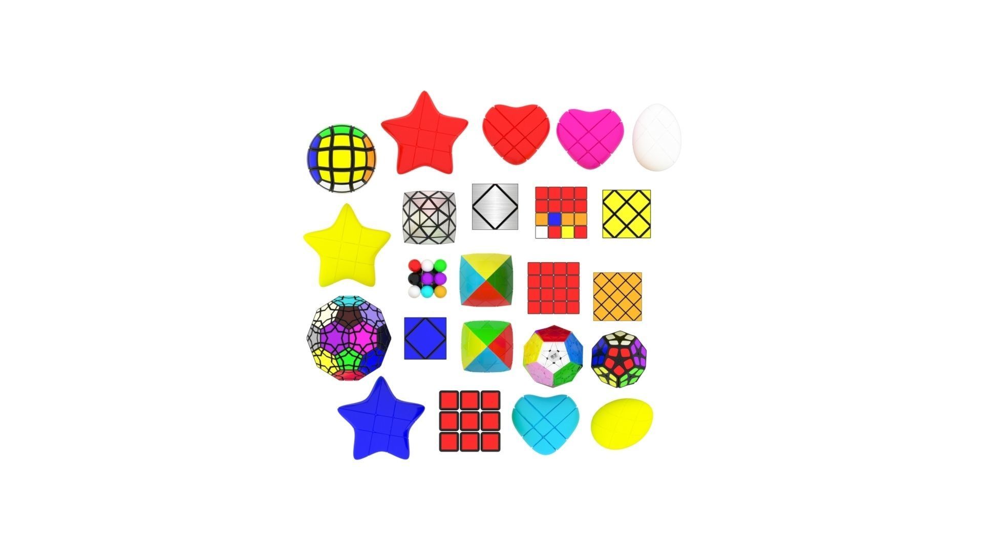 Different Type of Rubiks Cube Collection 3D model_2