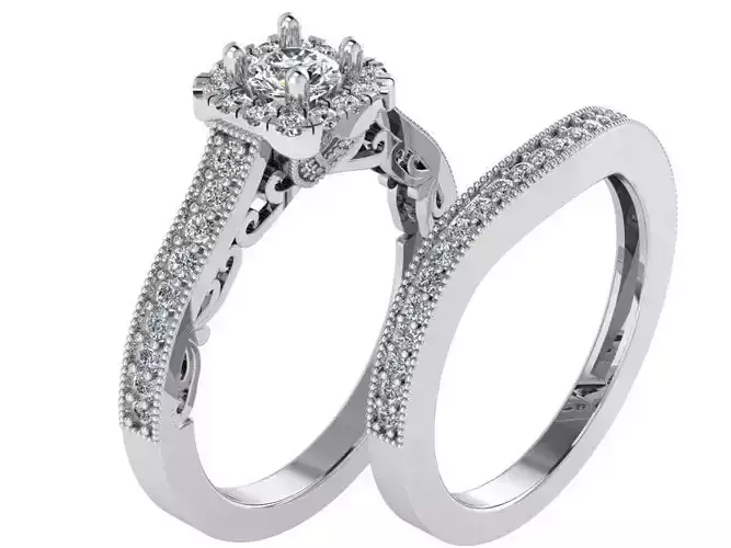 Big oval halo ring with band 1791 3D print model