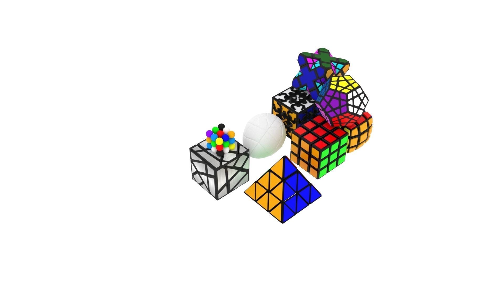 Different Type of Rubiks Cube Set 3D model_1