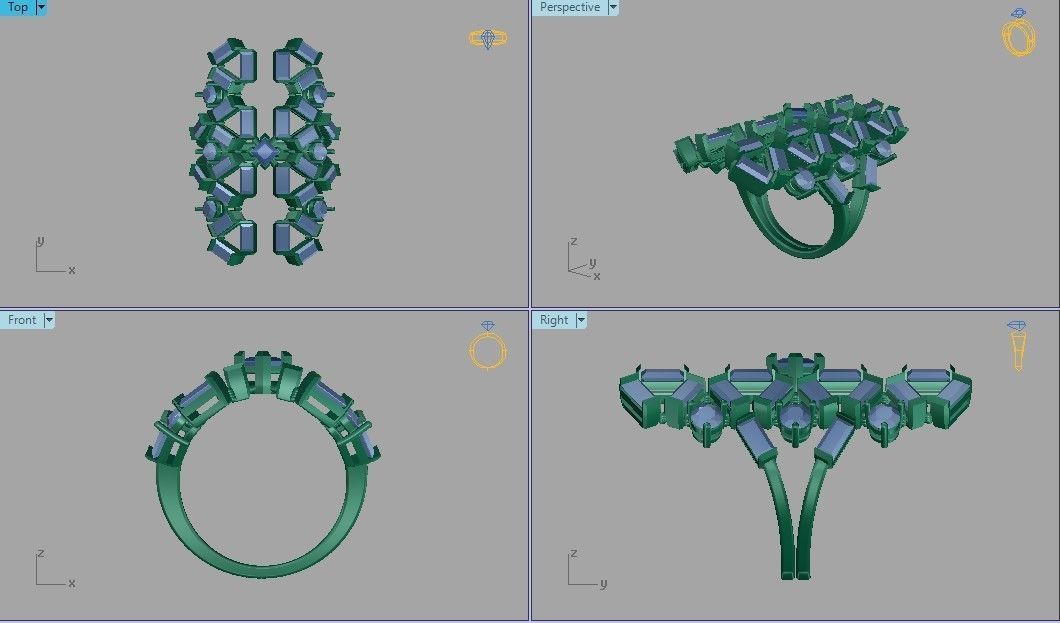 Baguette ring 3D print model_4