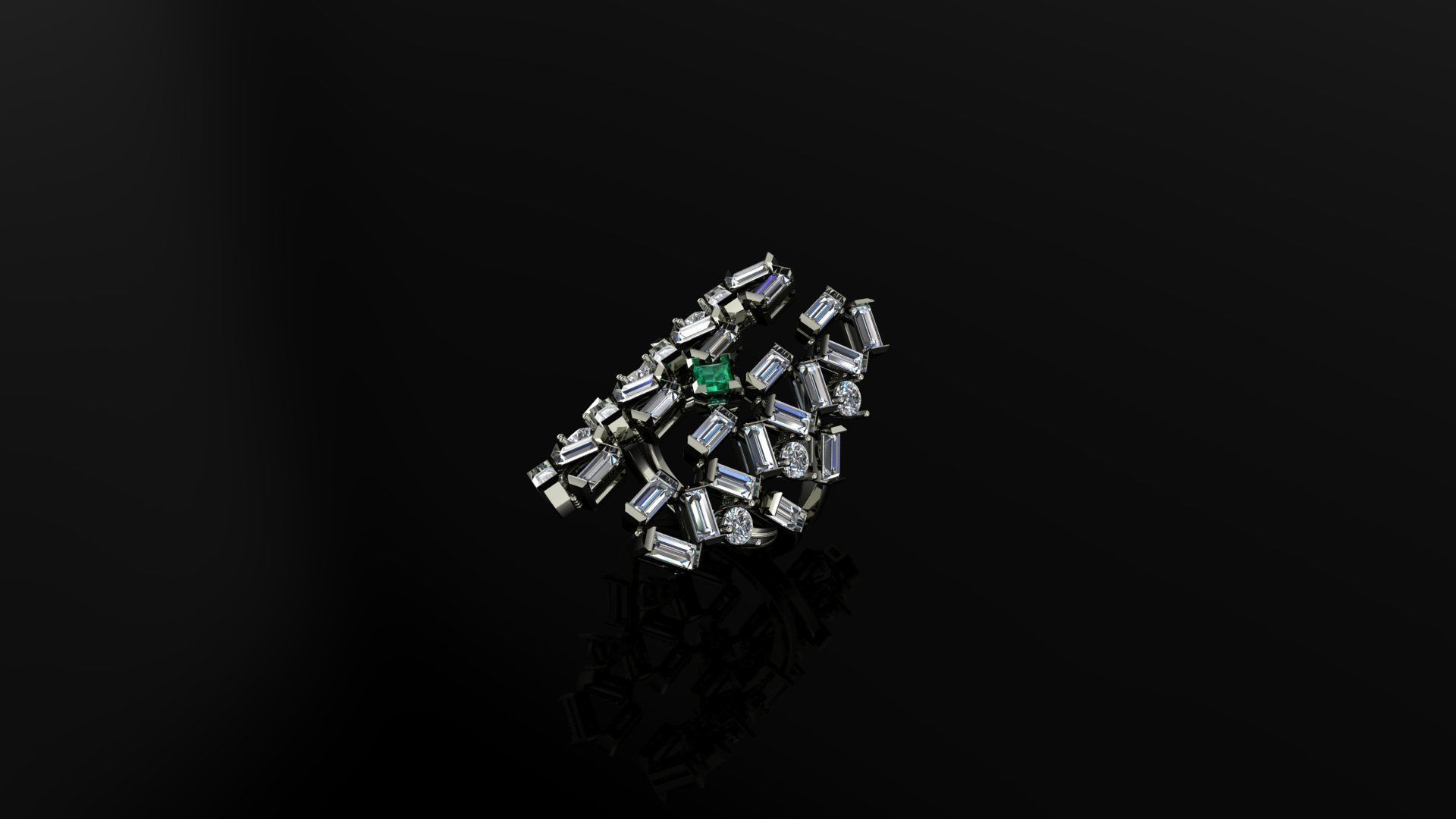 Baguette ring 3D print model_2