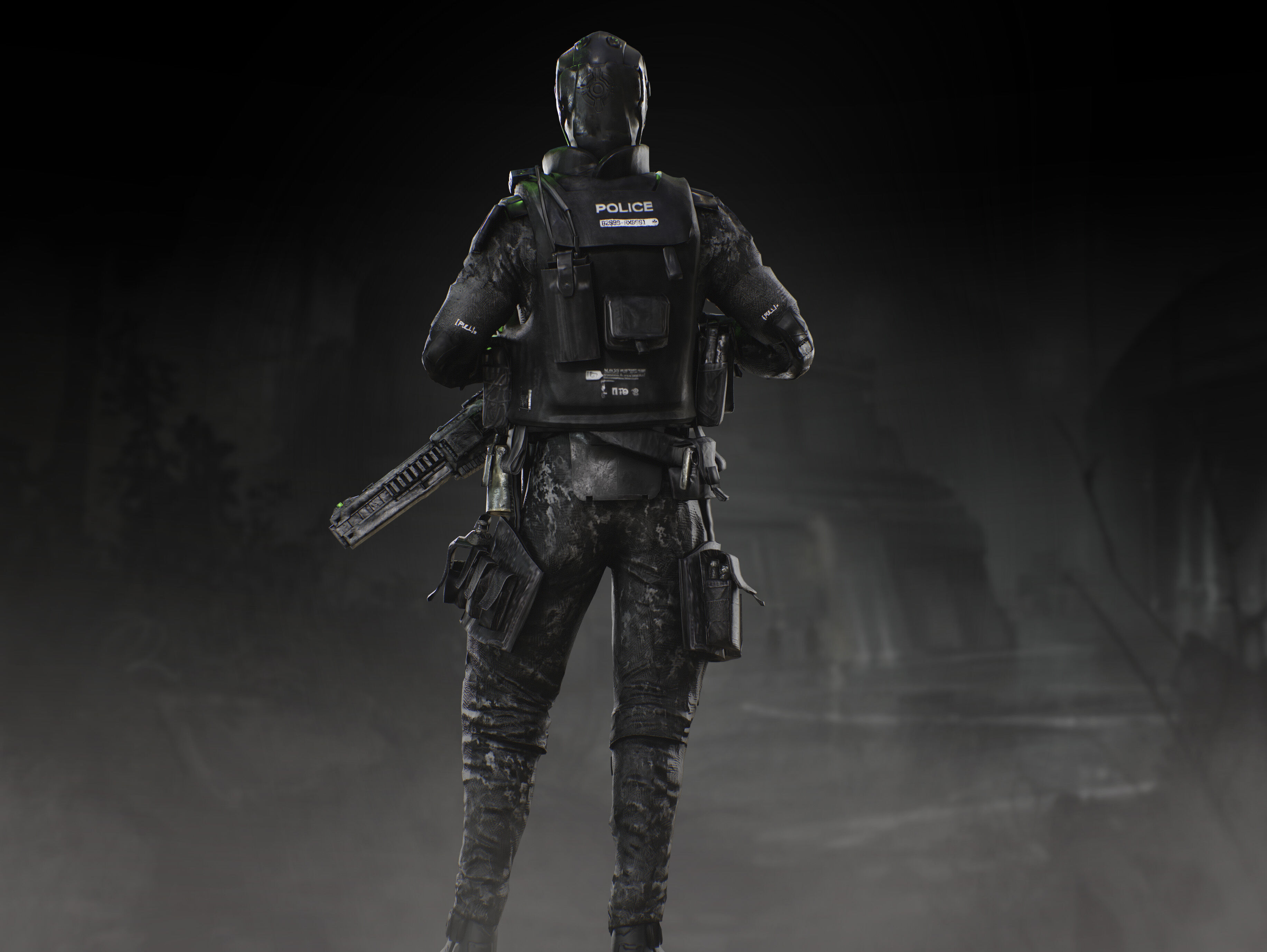 Sci Fi Police Soldier Low-poly 3D model_6