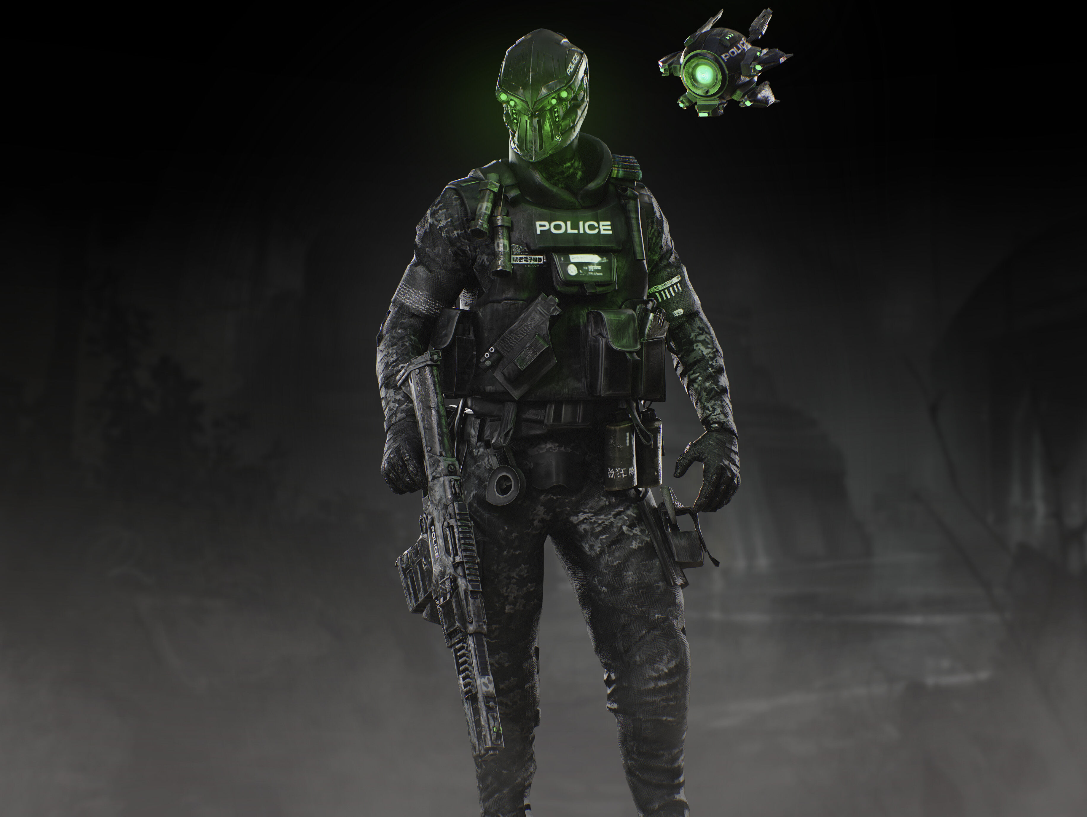 Sci Fi Police Soldier Low-poly 3D model_3