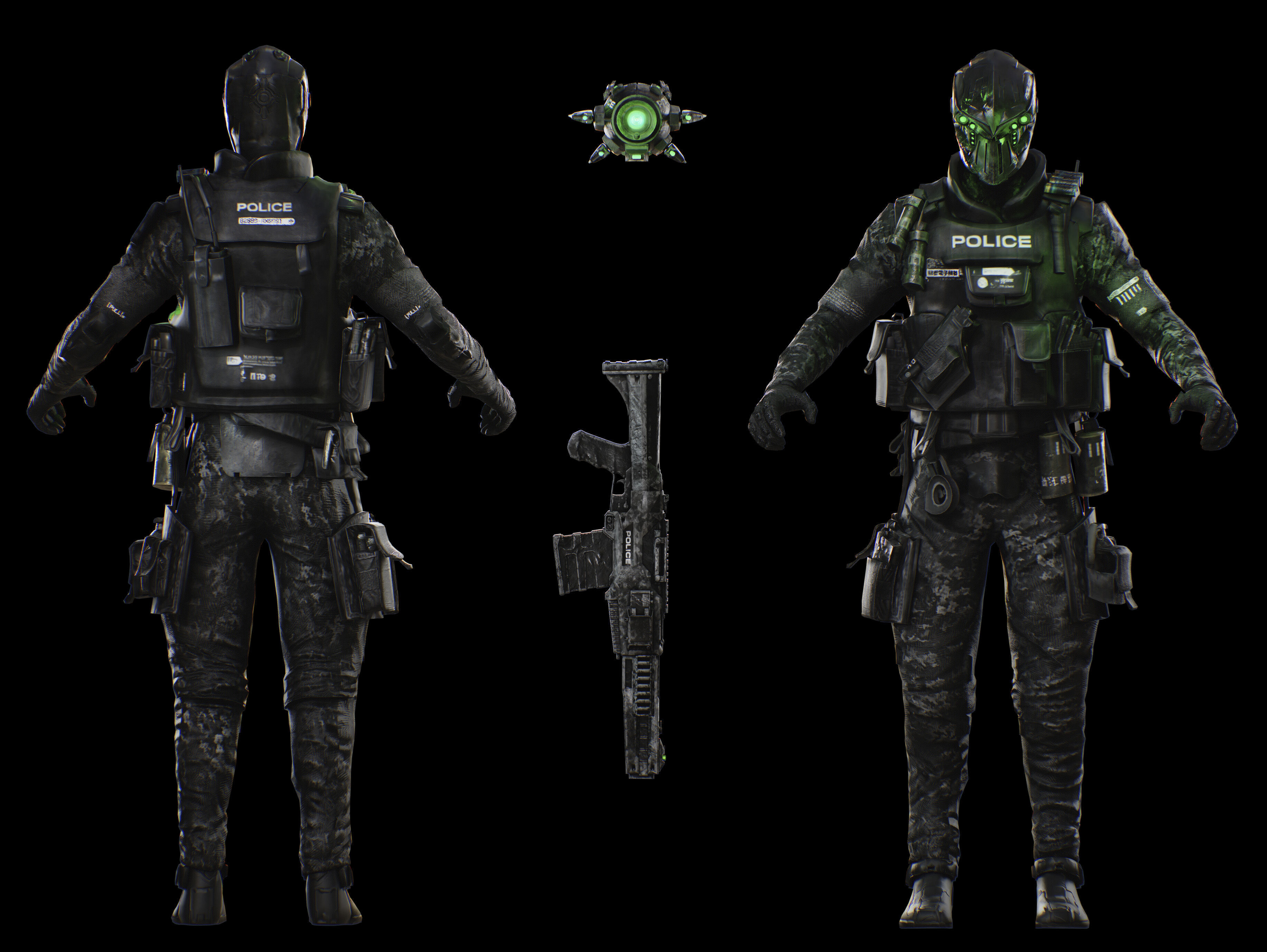 Sci Fi Police Soldier Low-poly 3D model_11