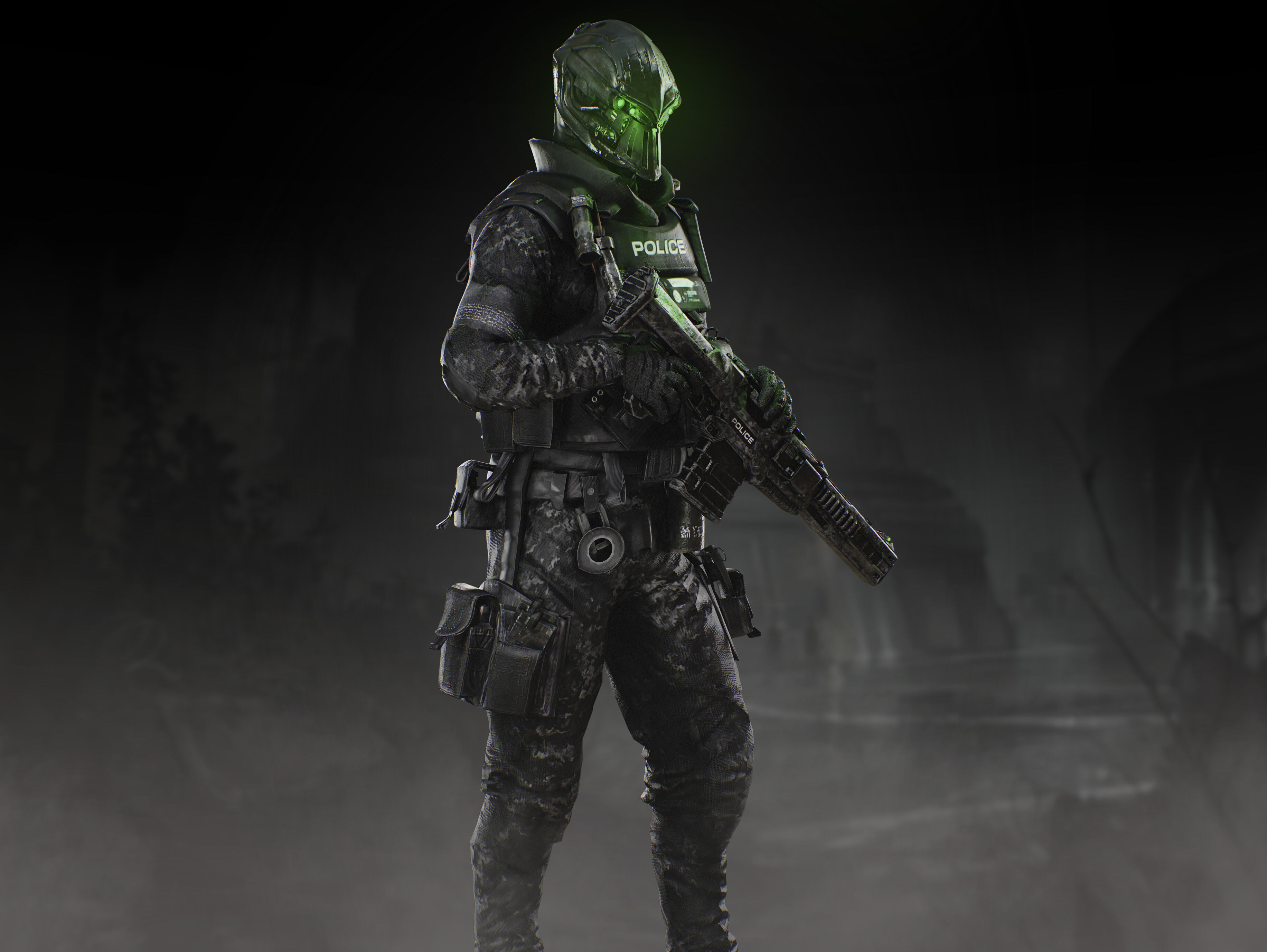 Sci Fi Police Soldier Low-poly 3D model_5