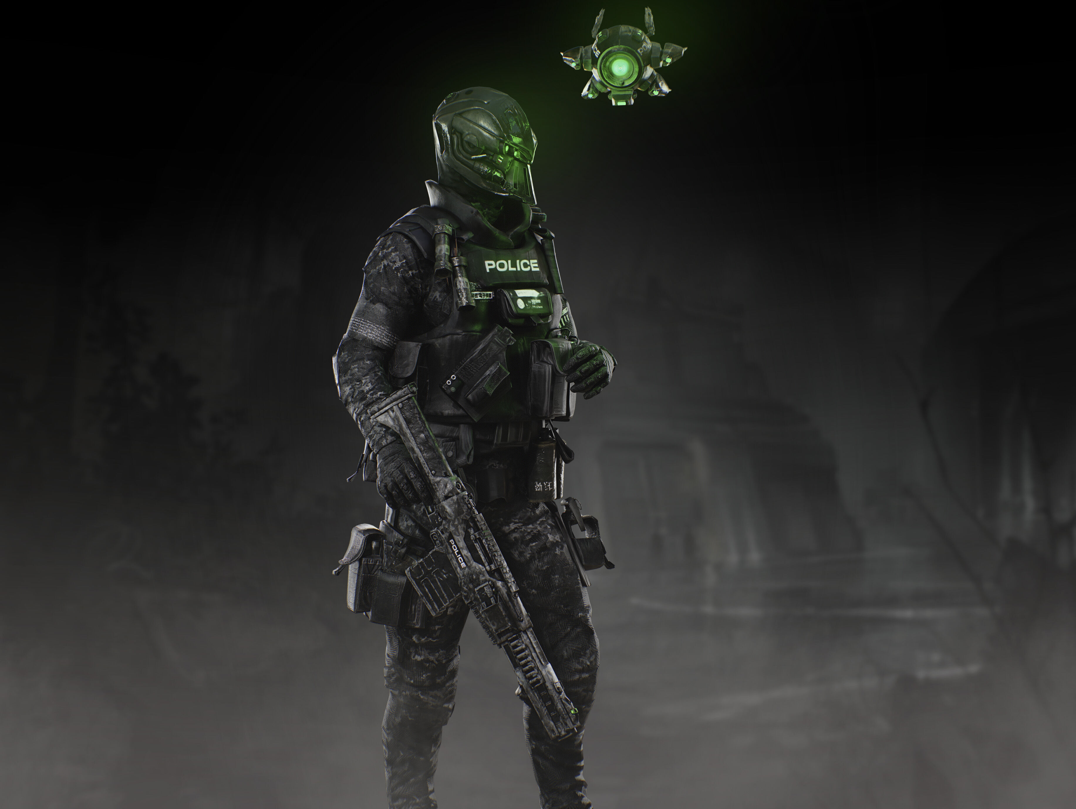 Sci Fi Police Soldier Low-poly 3D model_9