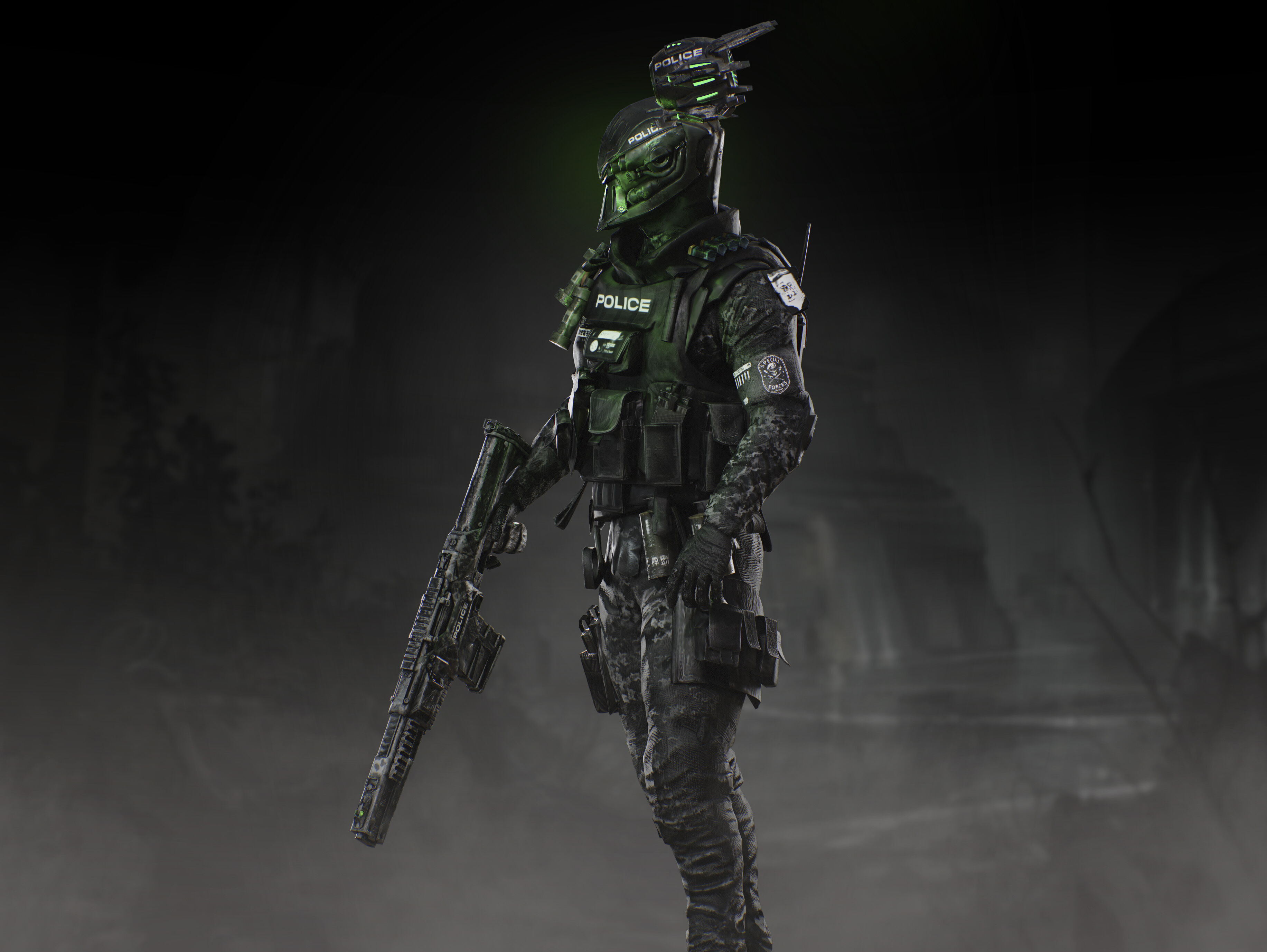 Sci Fi Police Soldier Low-poly 3D model_10