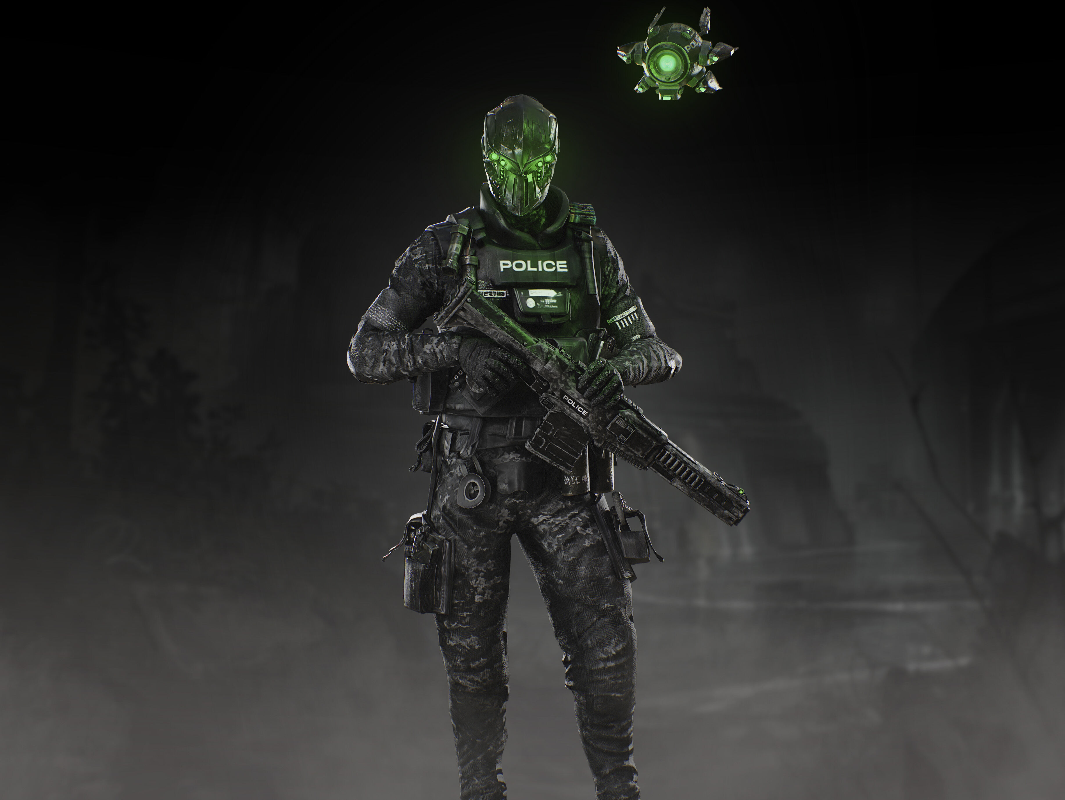 Sci Fi Police Soldier Low-poly 3D model_2