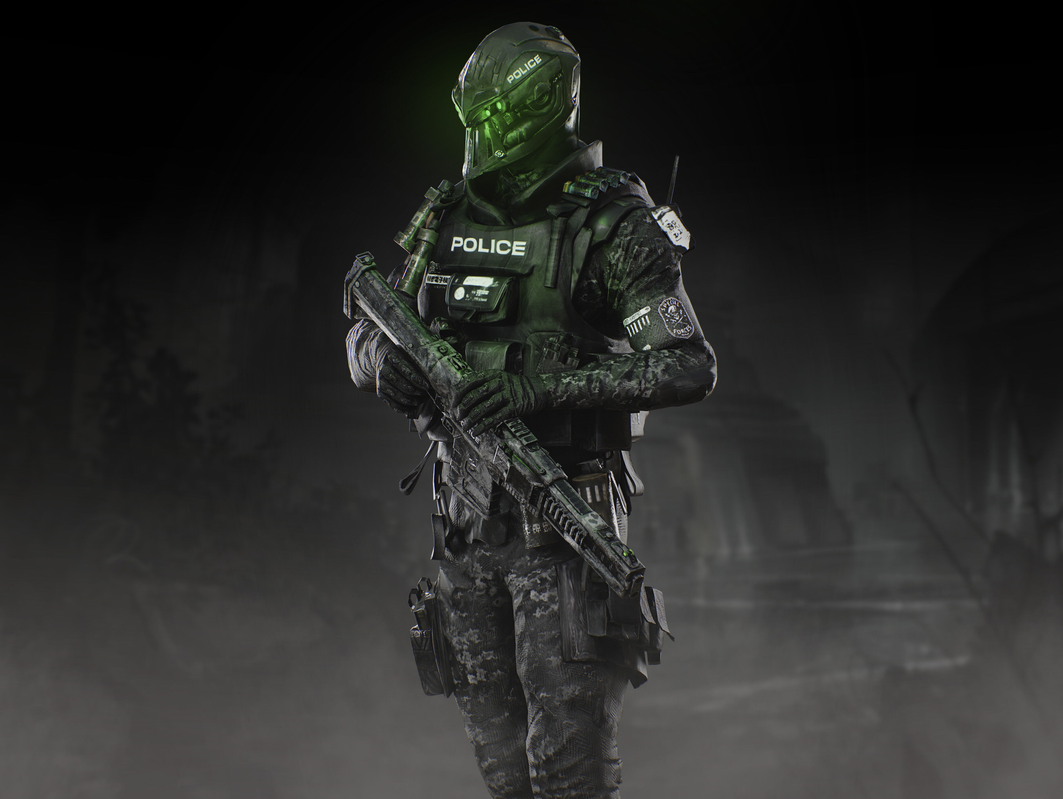 Sci Fi Police Soldier Low-poly 3D model_7