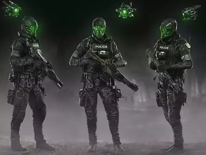 Sci Fi Police Soldier Low-poly 3D model