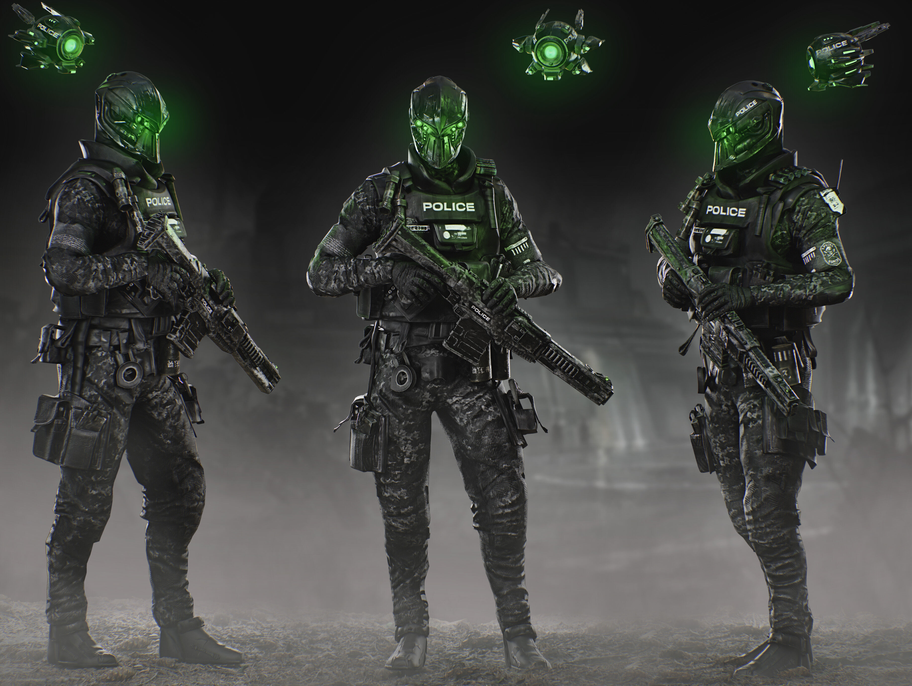 Sci Fi Police Soldier Low-poly 3D model_0