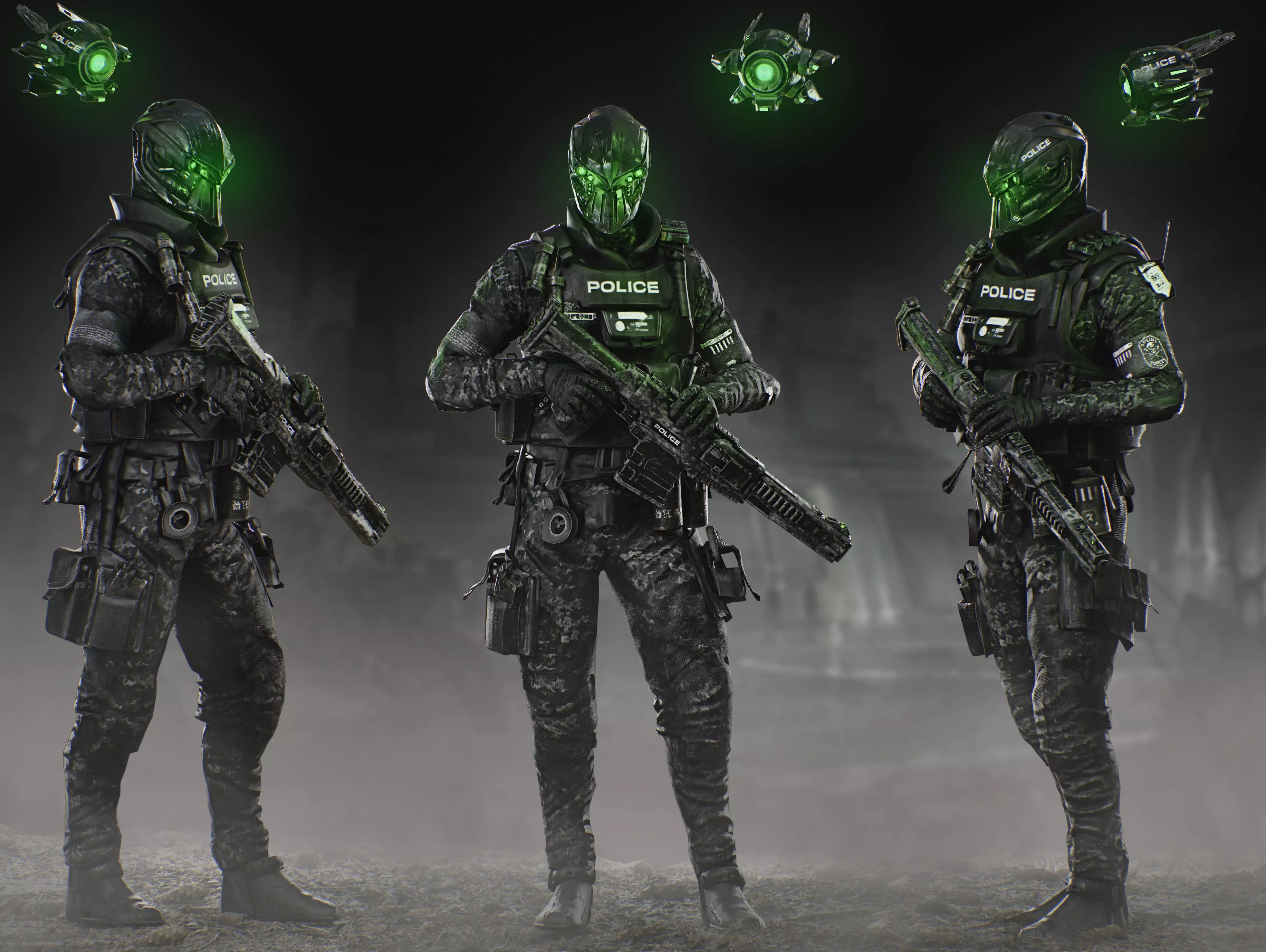 Sci Fi Police Soldier Low-poly 3D model_0