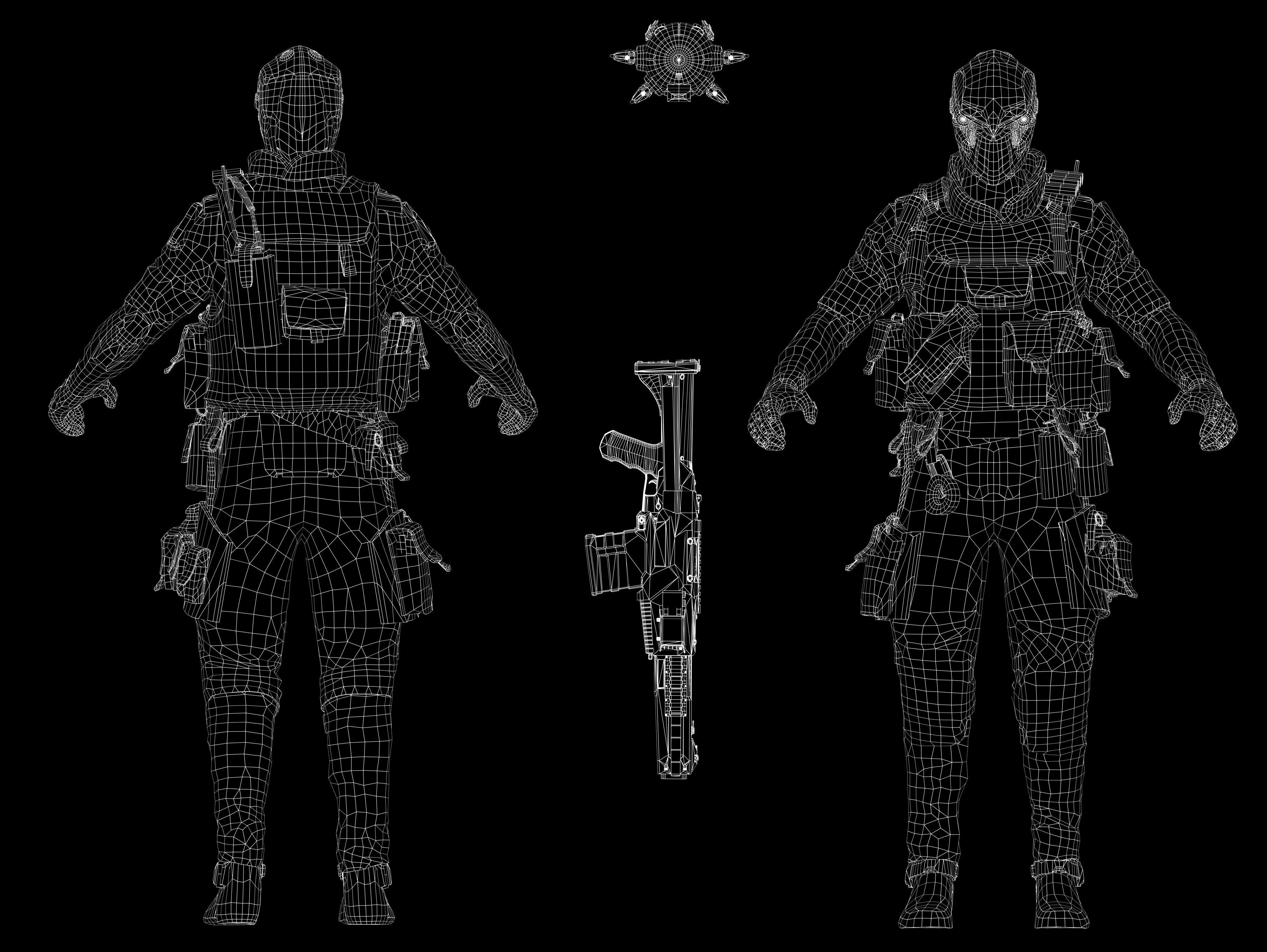 Sci Fi Police Soldier Low-poly 3D model_12