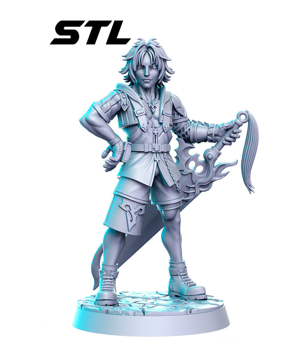 Tidus Final Fantasy 32mm Pre-supported 3D print model_1