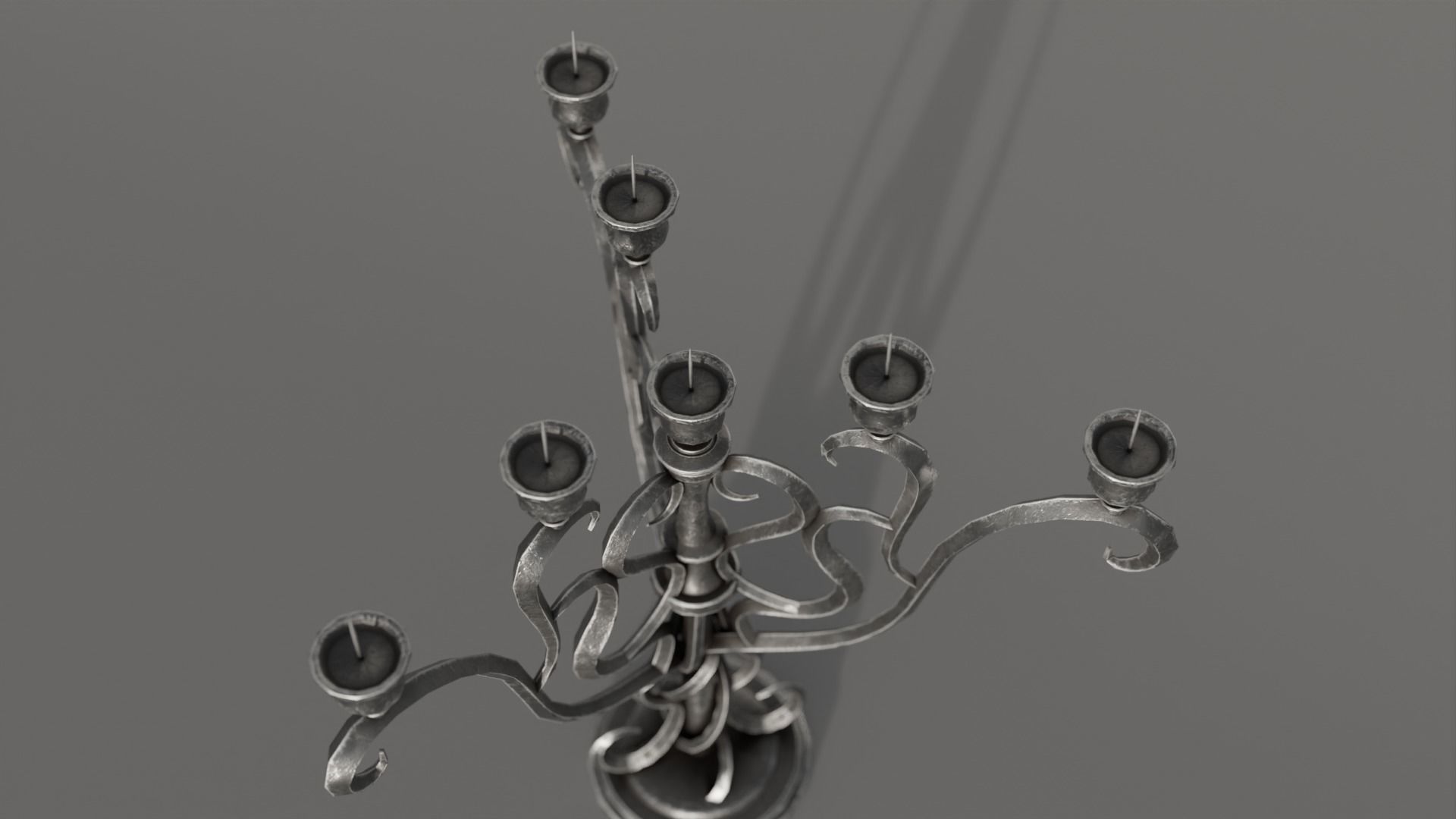 Two detailed game ready gothic-elvish candlesticks Low-poly 3D model_4