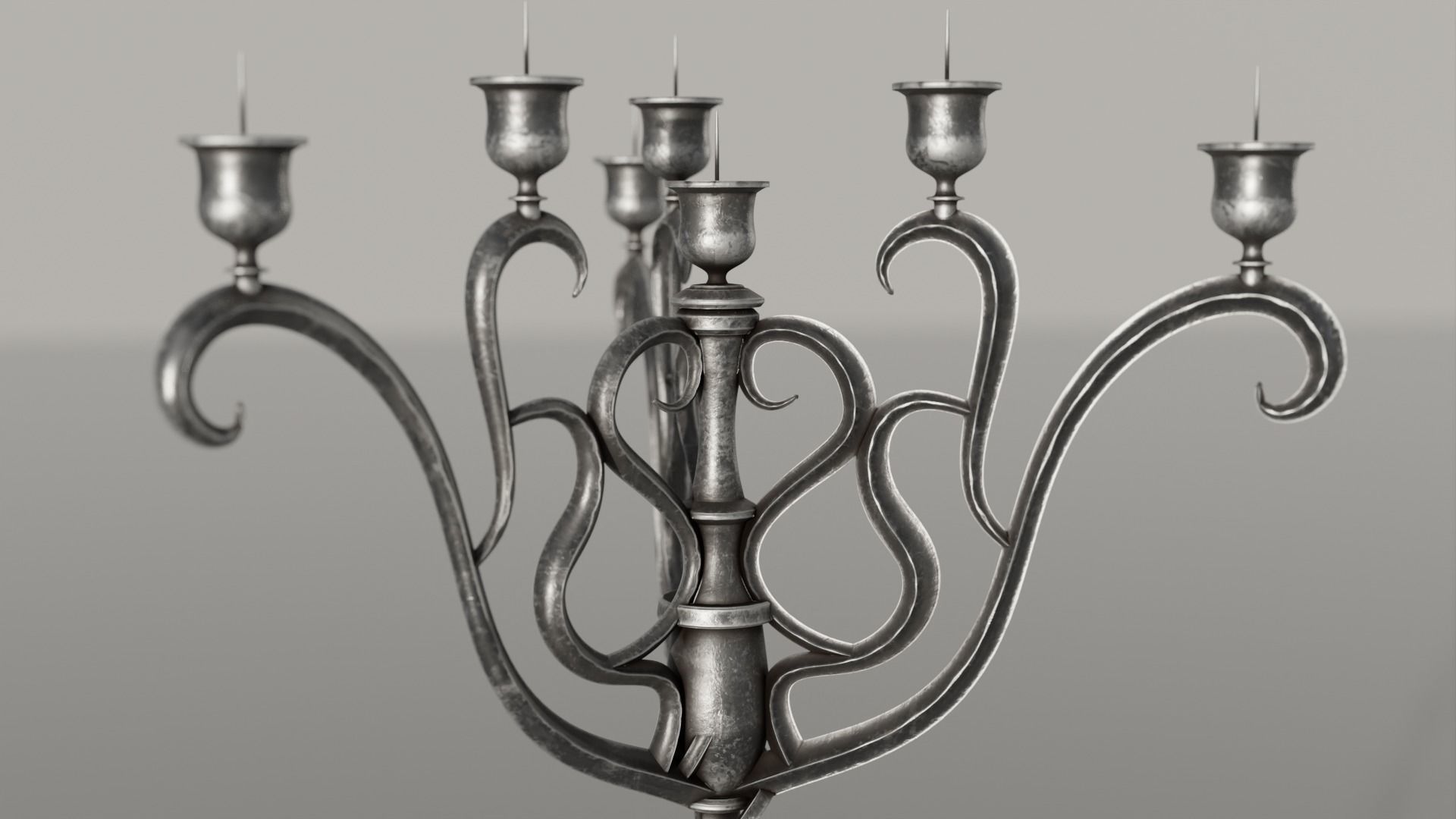 Two detailed game ready gothic-elvish candlesticks Low-poly 3D model_5
