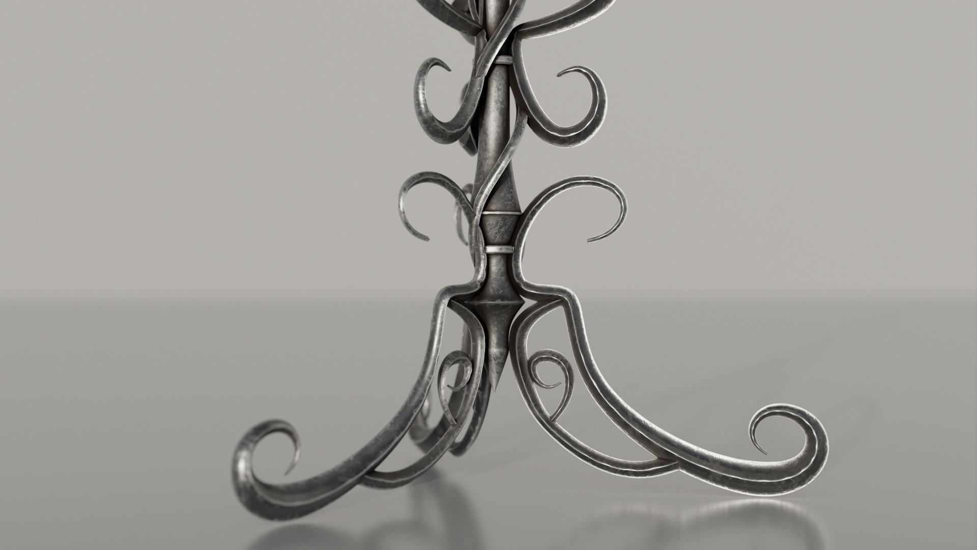 Two detailed game ready gothic-elvish candlesticks Low-poly 3D model_7