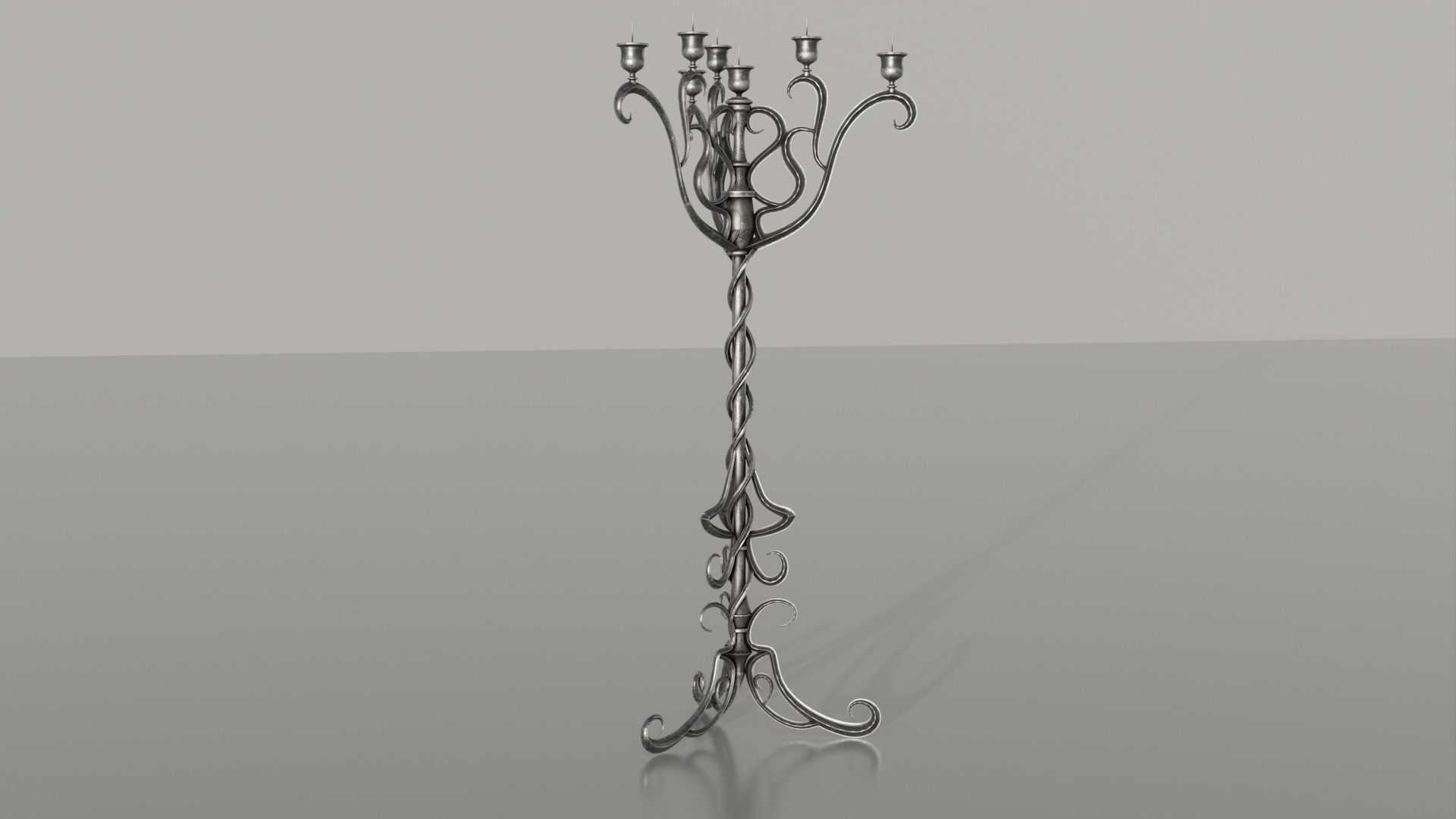 Two detailed game ready gothic-elvish candlesticks Low-poly 3D model_2