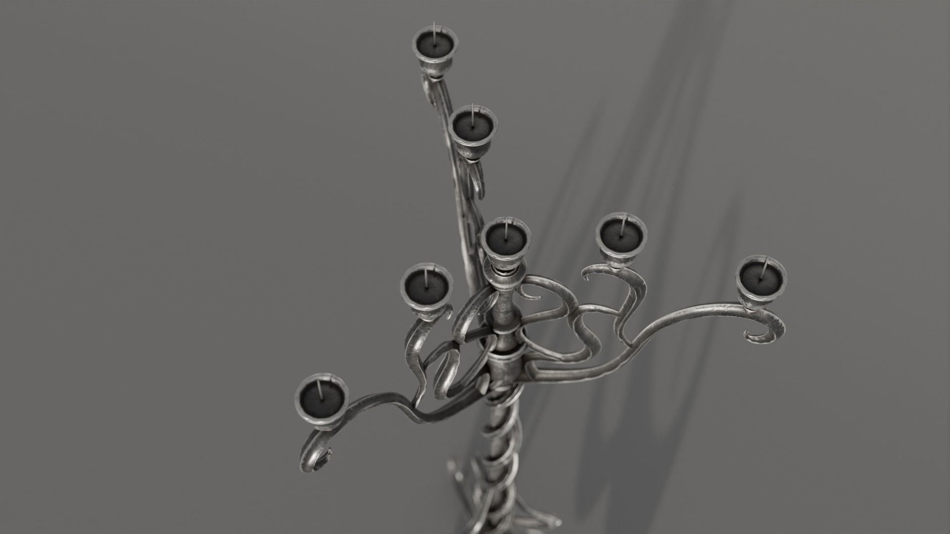 Two detailed game ready gothic-elvish candlesticks Low-poly 3D model_8