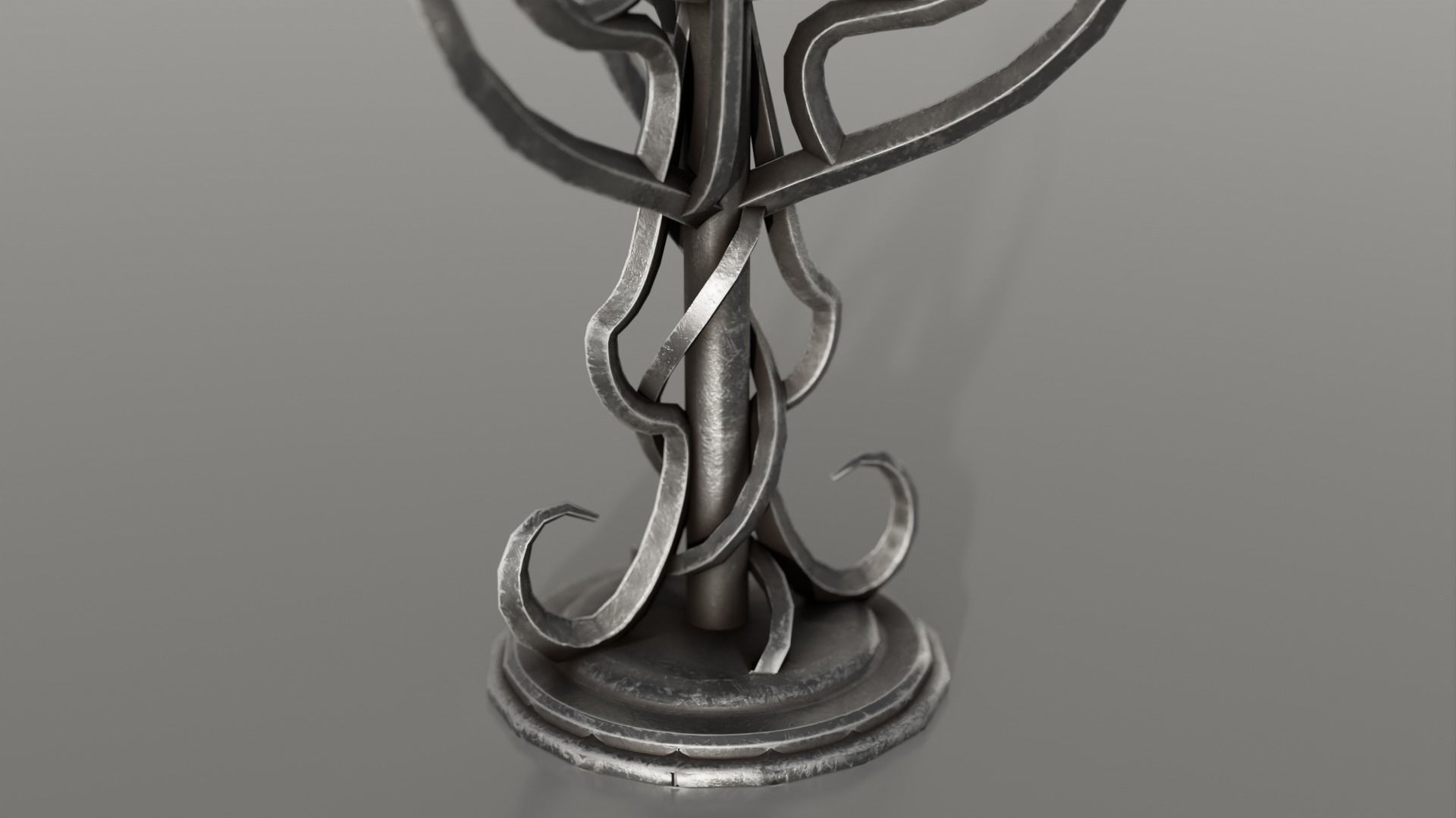 Two detailed game ready gothic-elvish candlesticks Low-poly 3D model_3