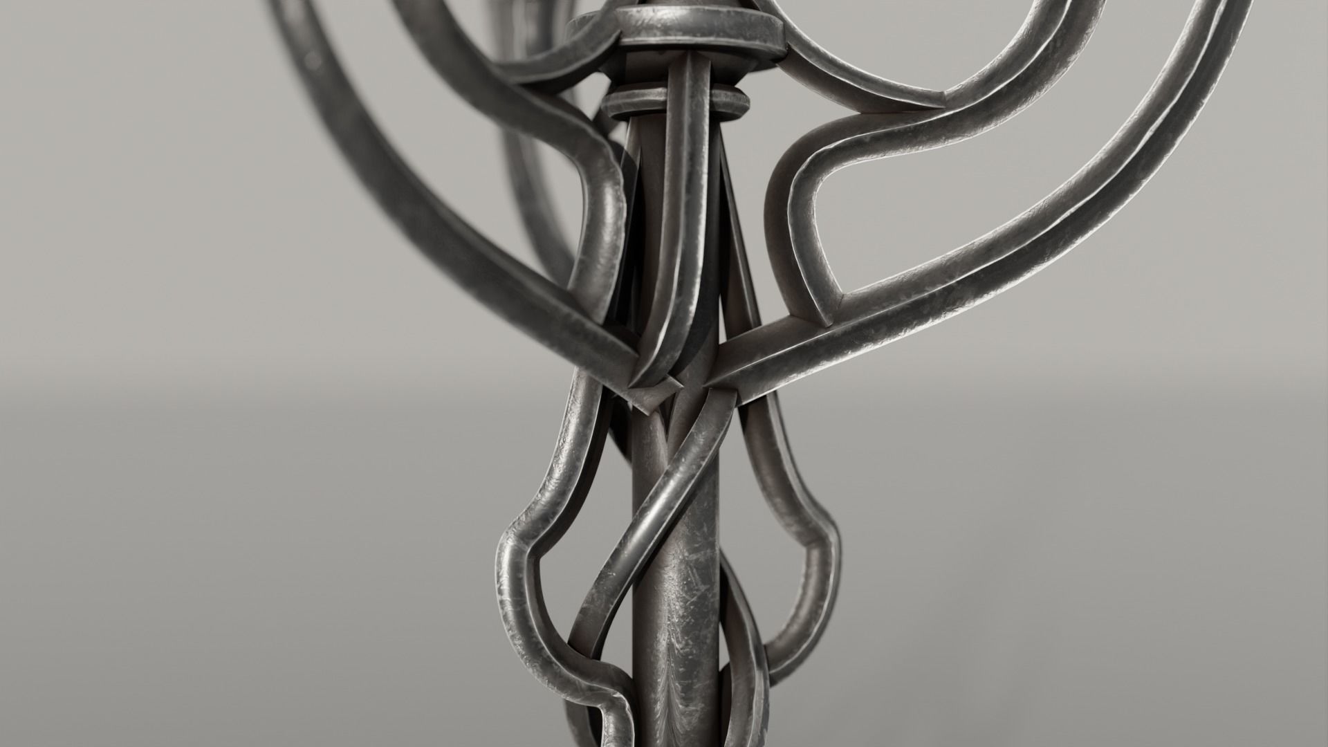 Two detailed game ready gothic-elvish candlesticks Low-poly 3D model_12