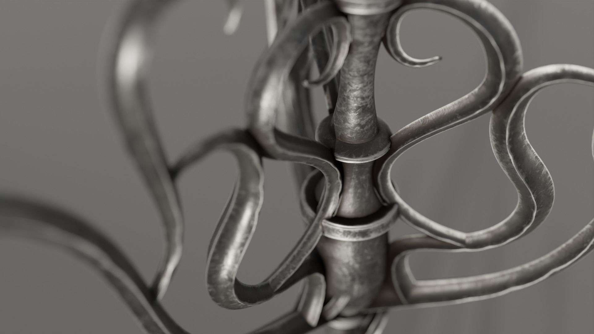 Two detailed game ready gothic-elvish candlesticks Low-poly 3D model_9