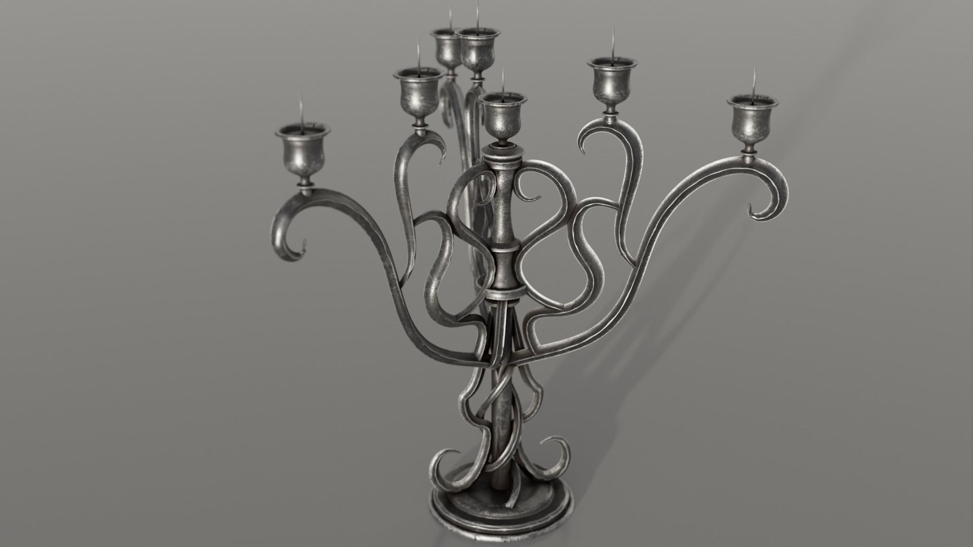 Two detailed game ready gothic-elvish candlesticks Low-poly 3D model_10