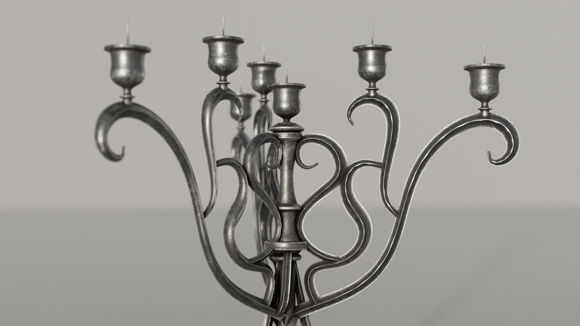 Two detailed game ready gothic-elvish candlesticks Low-poly 3D model_11