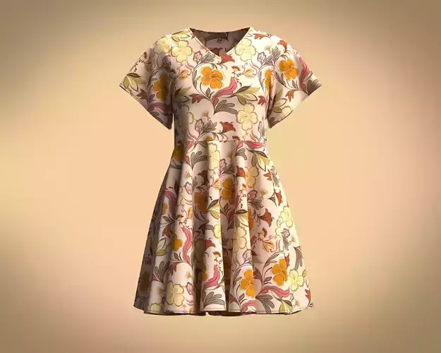 Ladies Tops-Hawaiian hibiscus Printed 3D model
