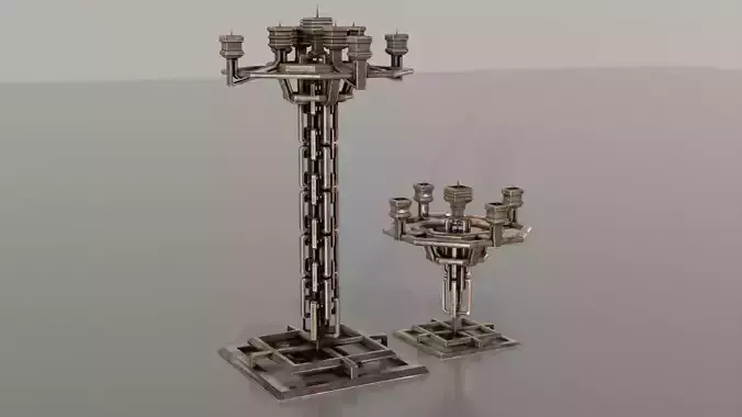 Two detailed game ready dwarven candlesticks