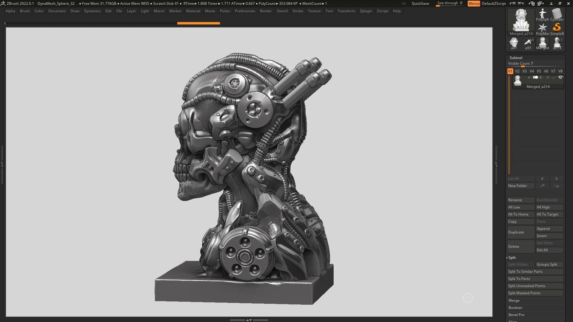 skull robot bust a07 3D print model_11