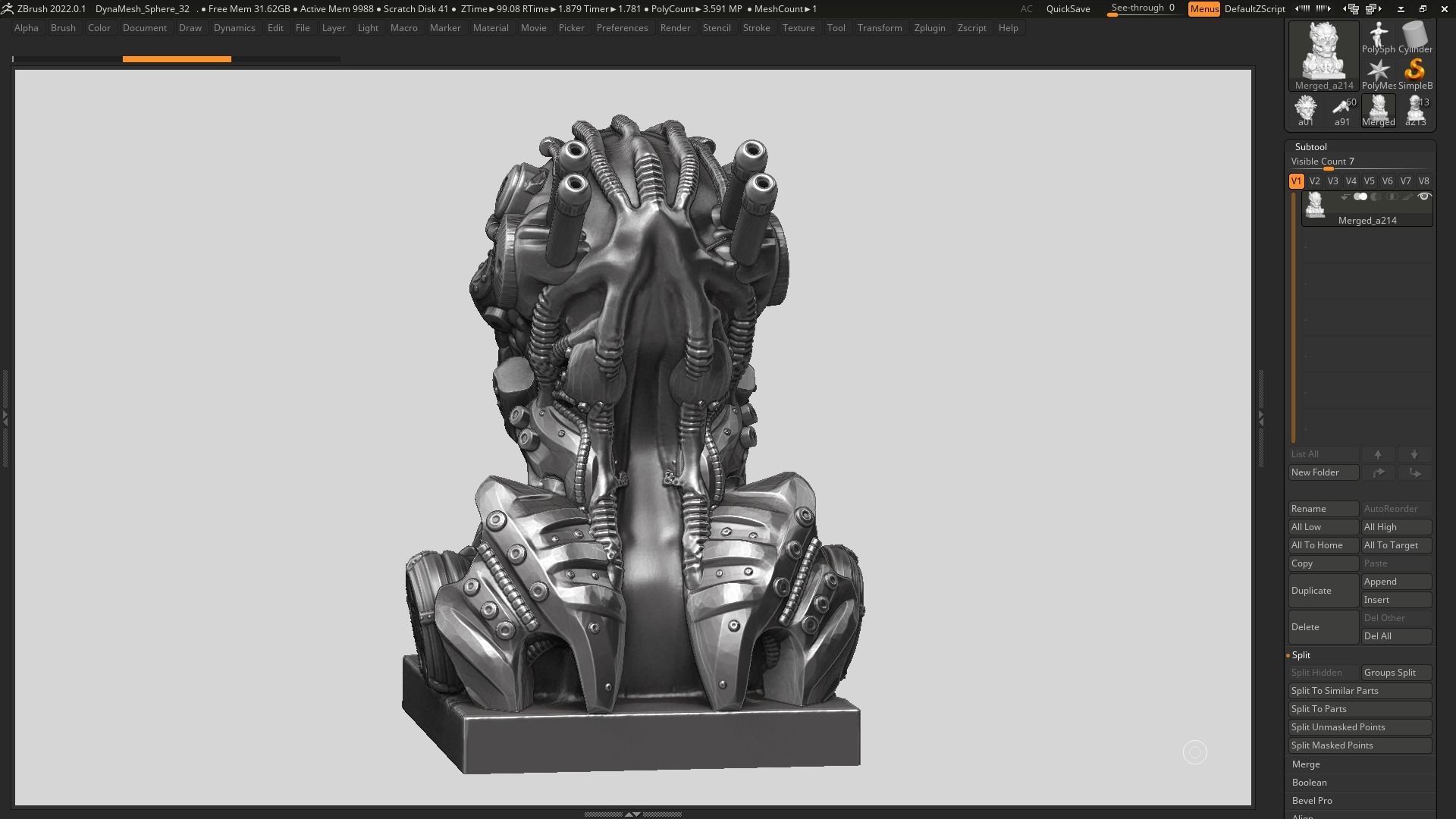 skull robot bust a07 3D print model_9