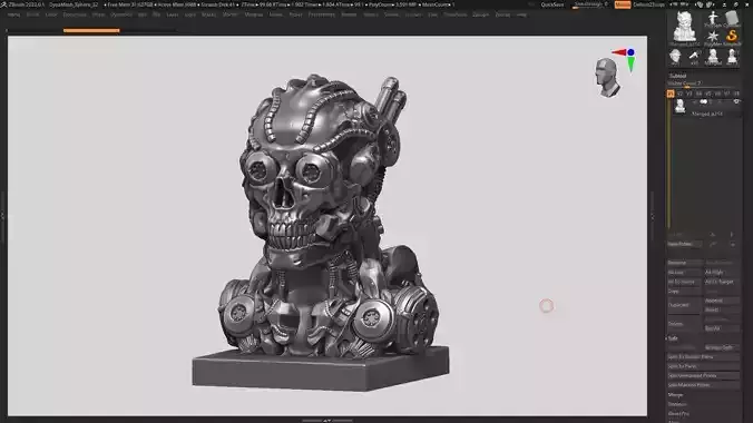 skull robot bust a07 3D print model