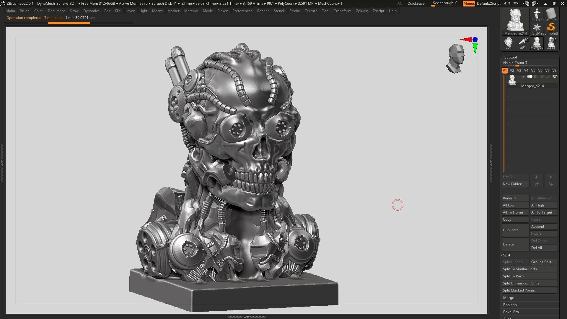 skull robot bust a07 3D print model_1