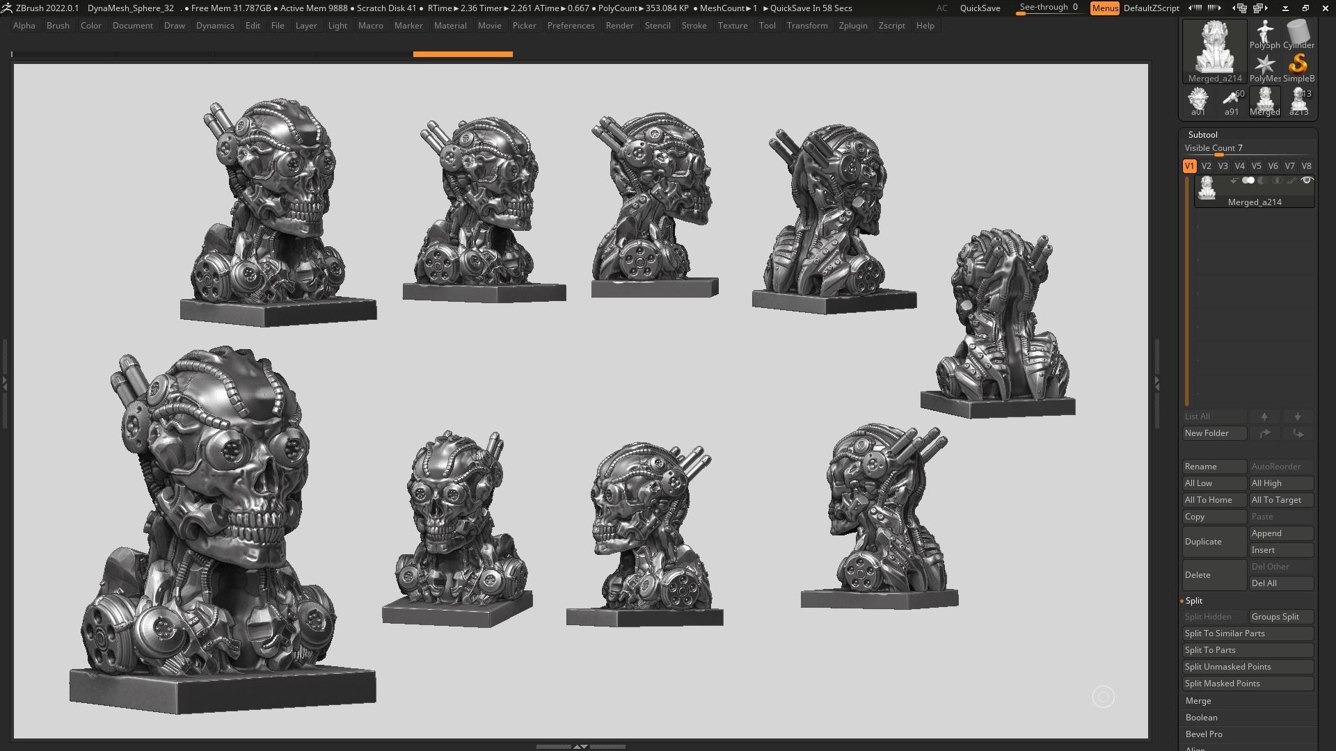 skull robot bust a07 3D print model_2