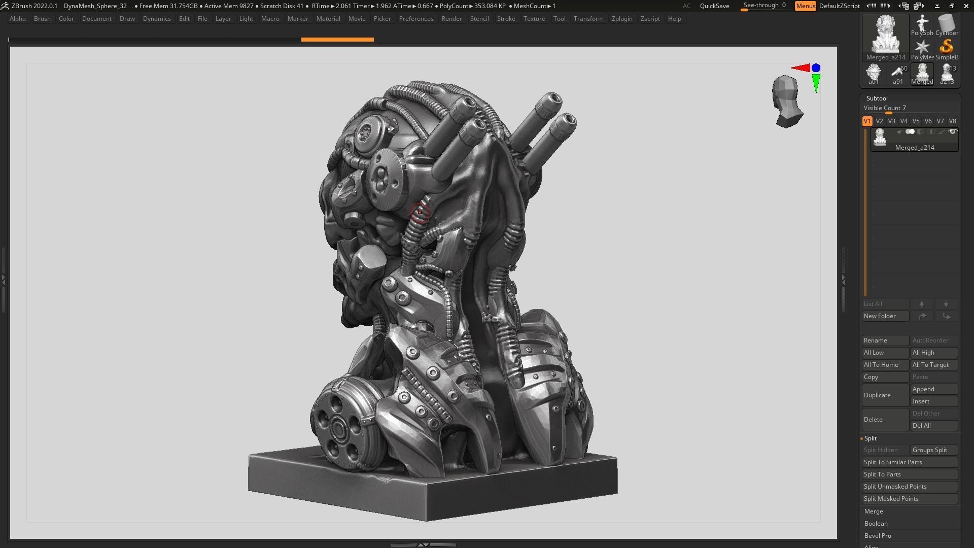 skull robot bust a07 3D print model_10